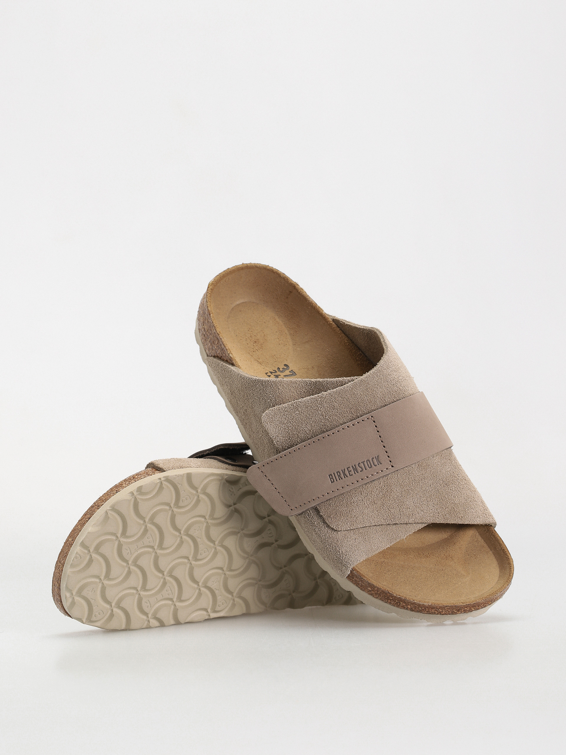 Șlapi Birkenstock Kyoto Nubuck Suede Leather Narrow Wmn - maro (taupe)