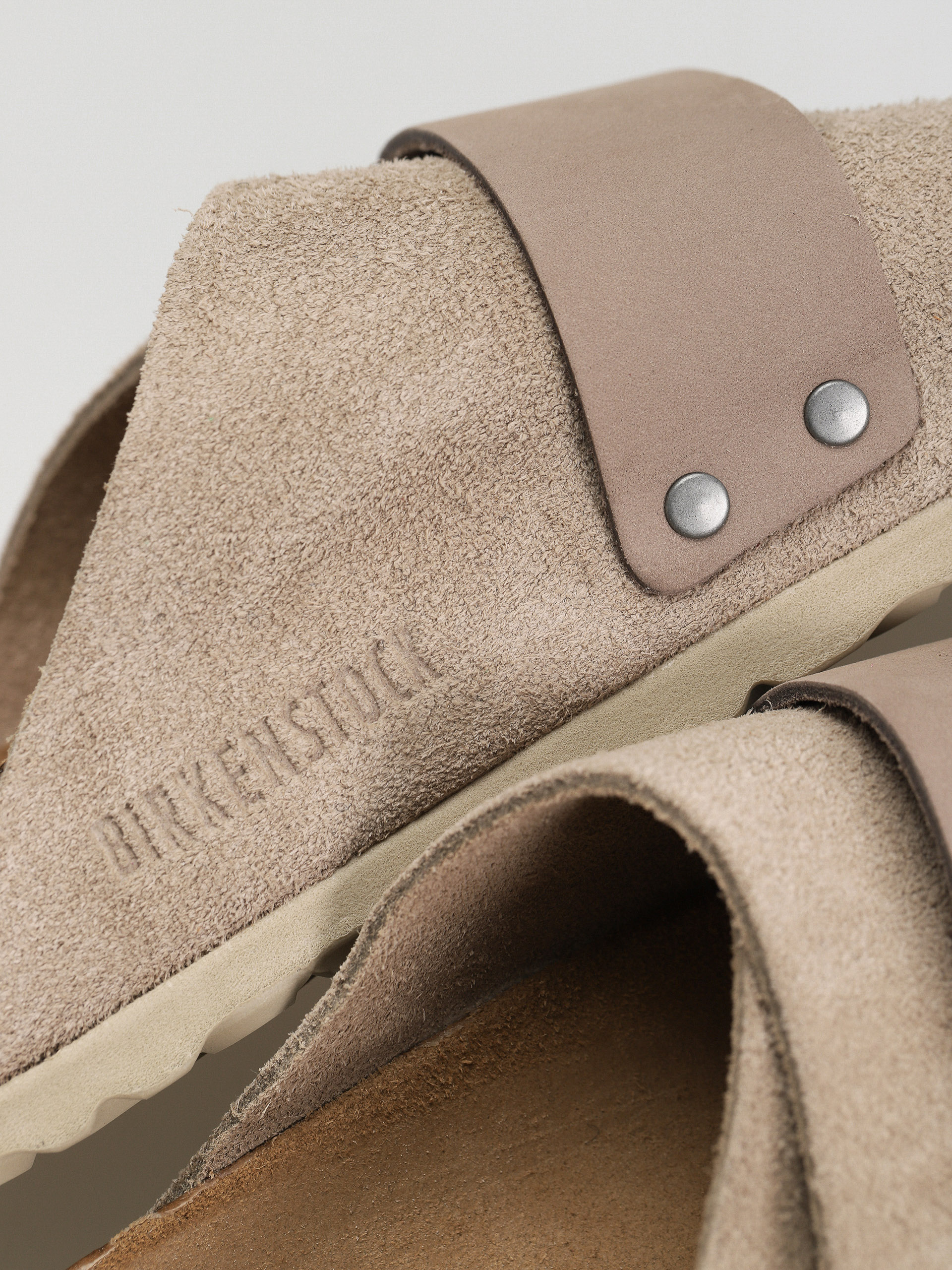 Șlapi Birkenstock Kyoto Nubuck Suede Leather Narrow Wmn (taupe)