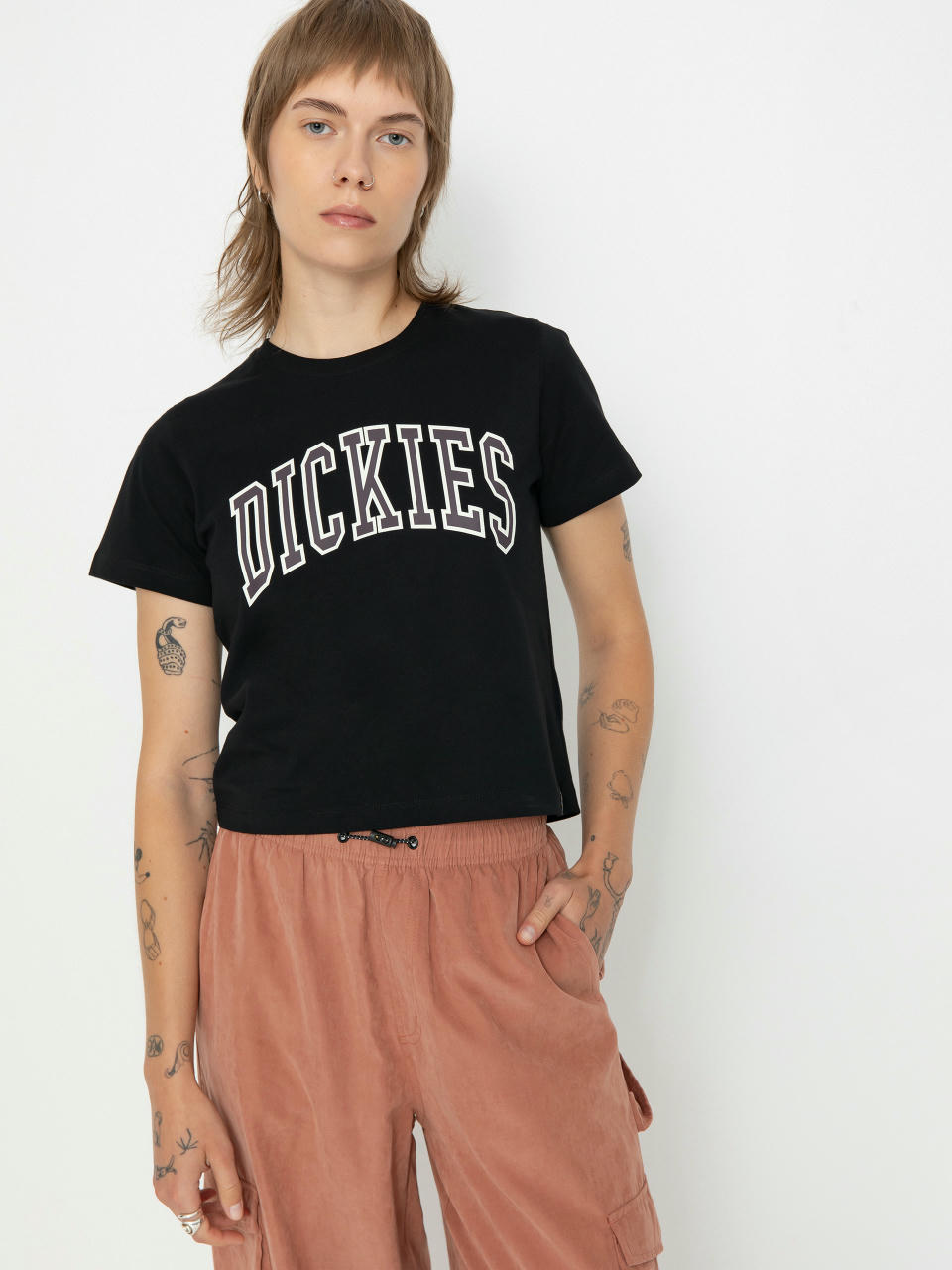 Tricou Dickies Aitkin Wmn (blk/plum perfct)