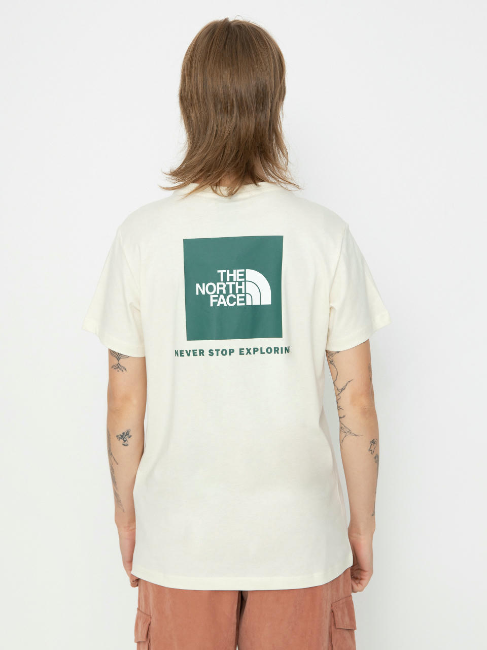 Tricou The North Face Relaxed Redbox Wmn (white dune/evergreen)