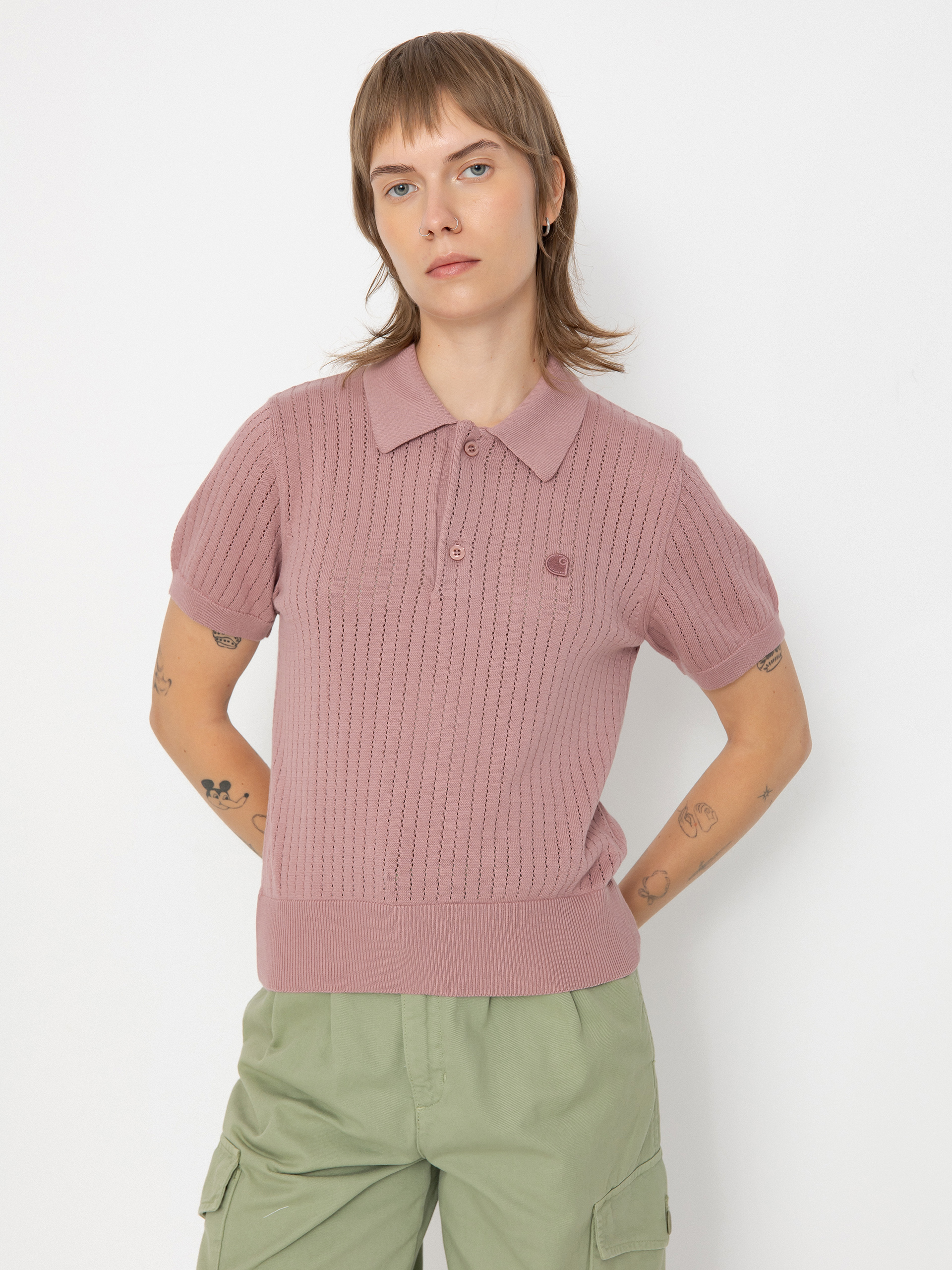 Tricou polo Carhartt WIP Norlina Wmn (dusty fuchsia)