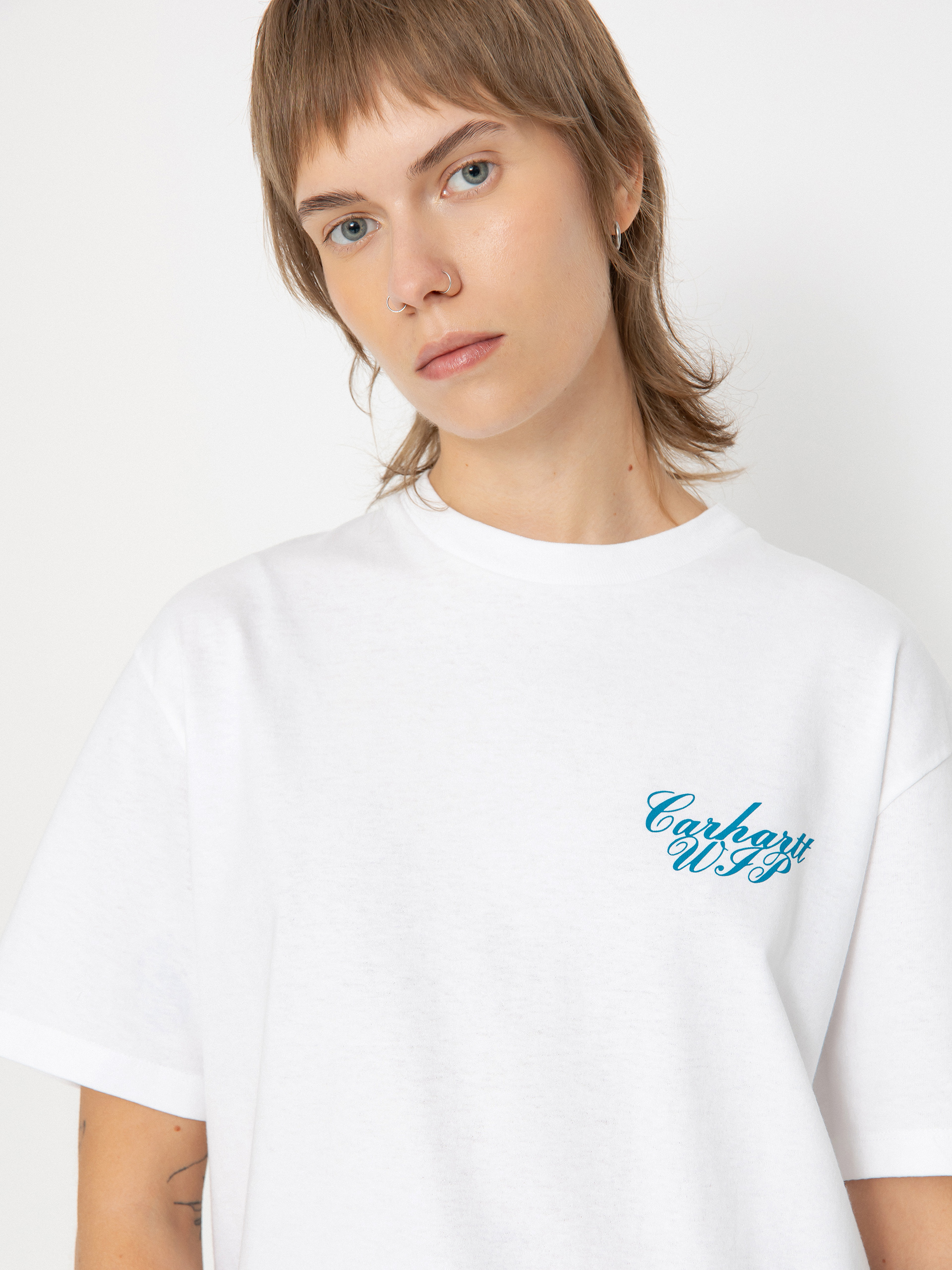 Tricou Carhartt WIP Exchange Wmn (white/blue)