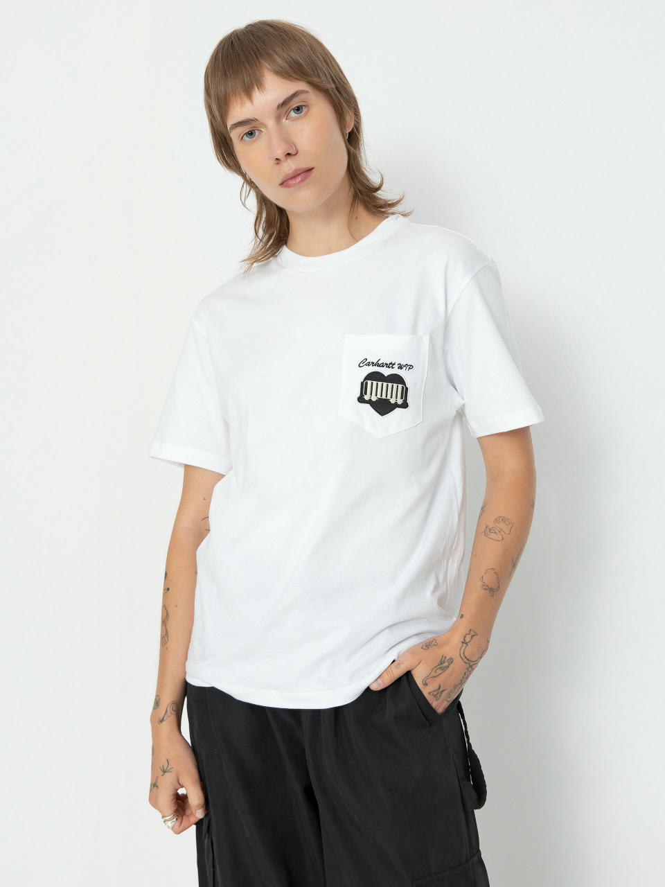 Tricou Carhartt WIP Heart Train Pocket Wmn (white)