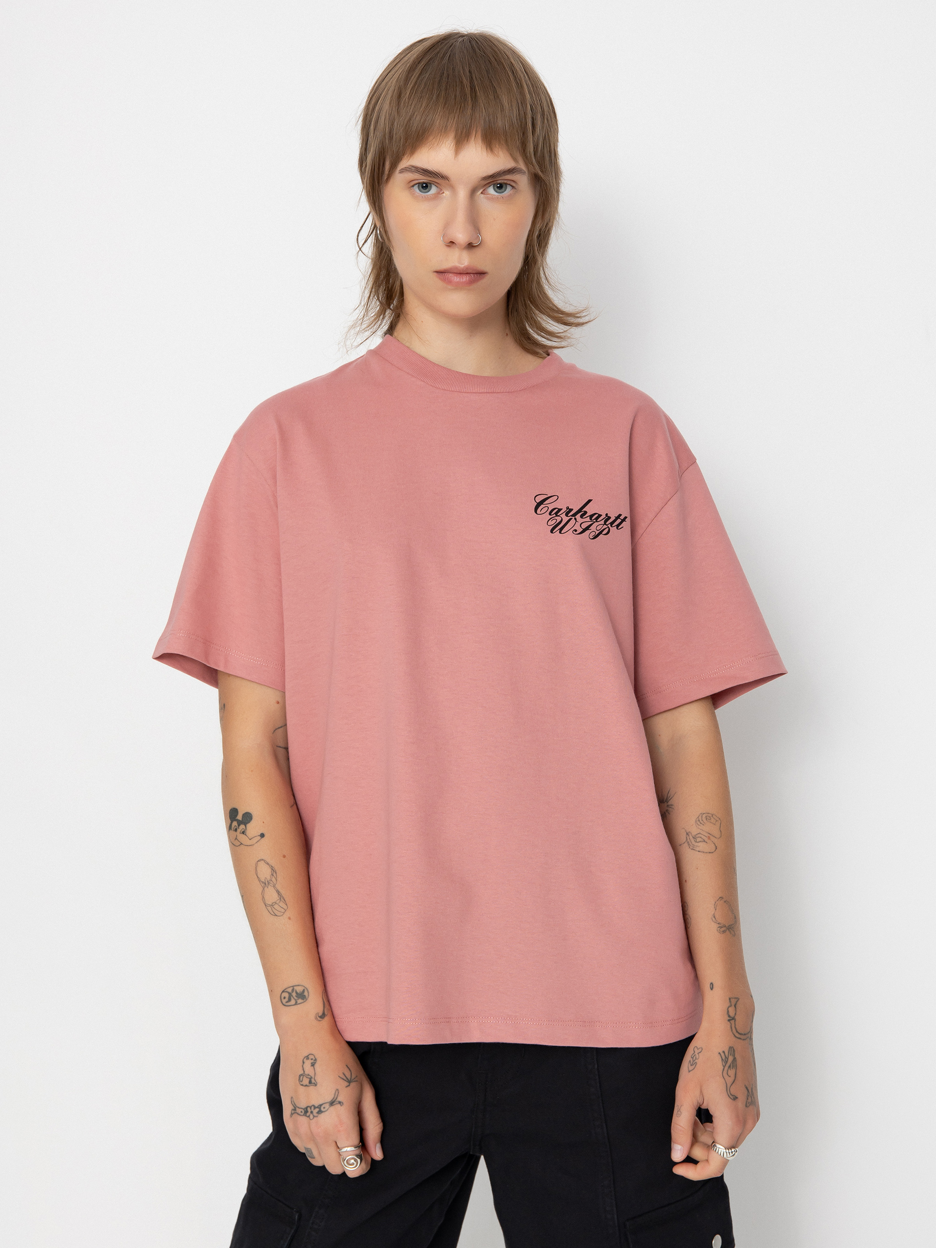 Tricou Carhartt WIP Exchange Wmn (dusty rose/black)