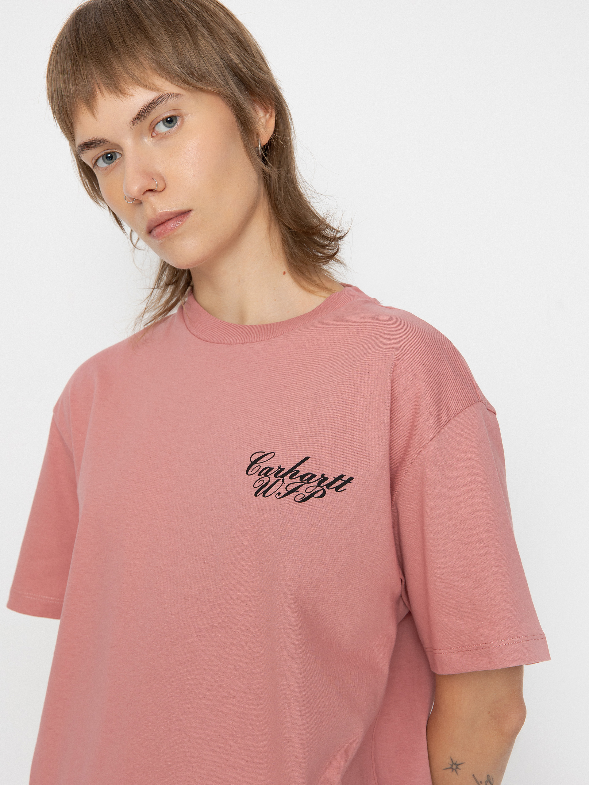 Tricou Carhartt WIP Exchange Wmn (dusty rose/black)