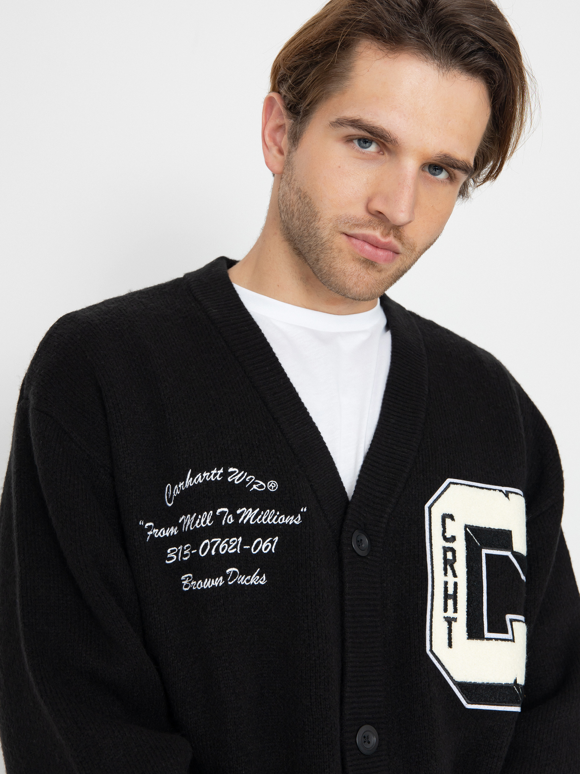 Pulover Carhartt WIP Brown Ducks Cardigan (black/wax)