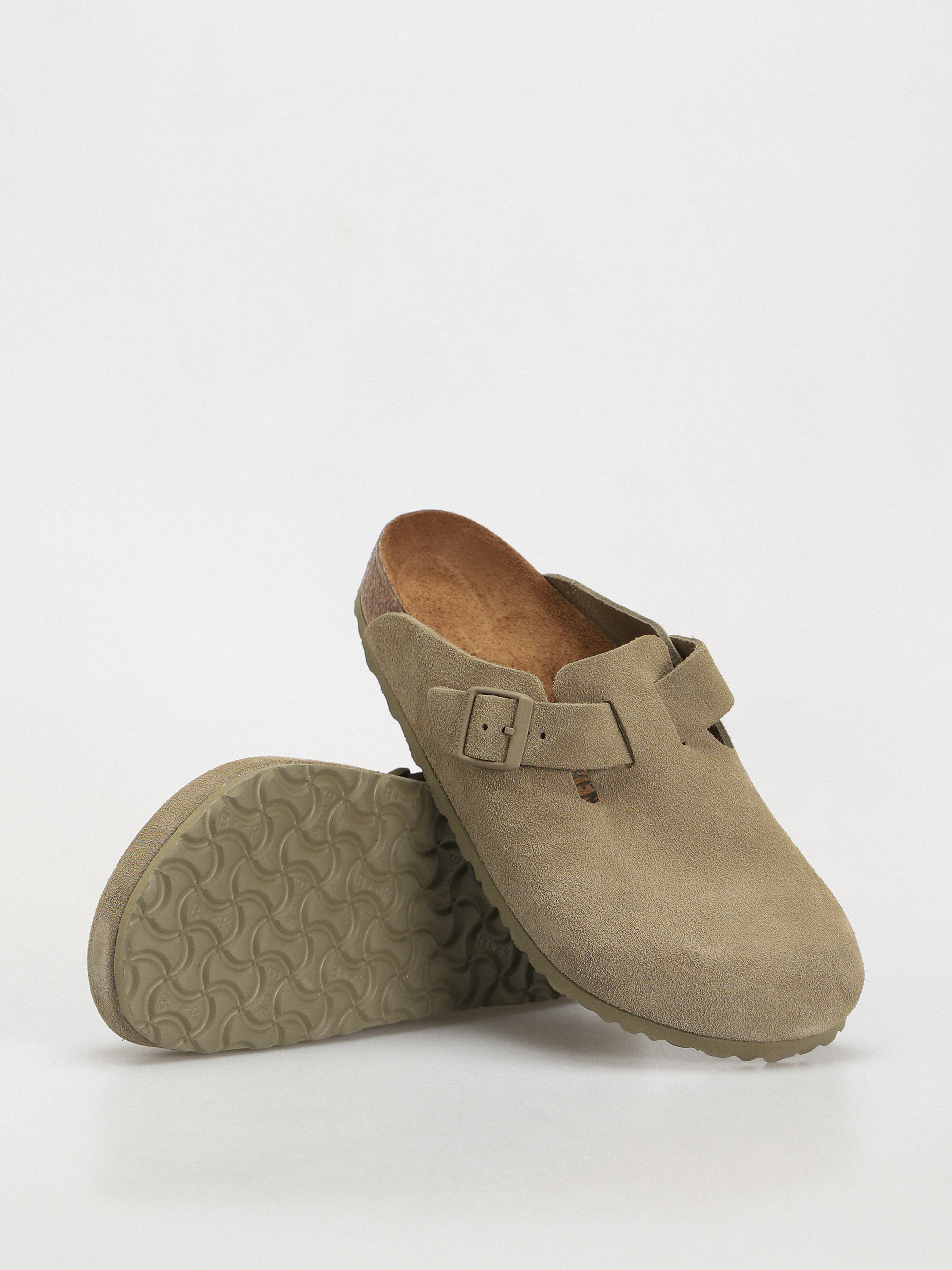 Șlapi Birkenstock Boston Suede Leather Regular (faded khaki)