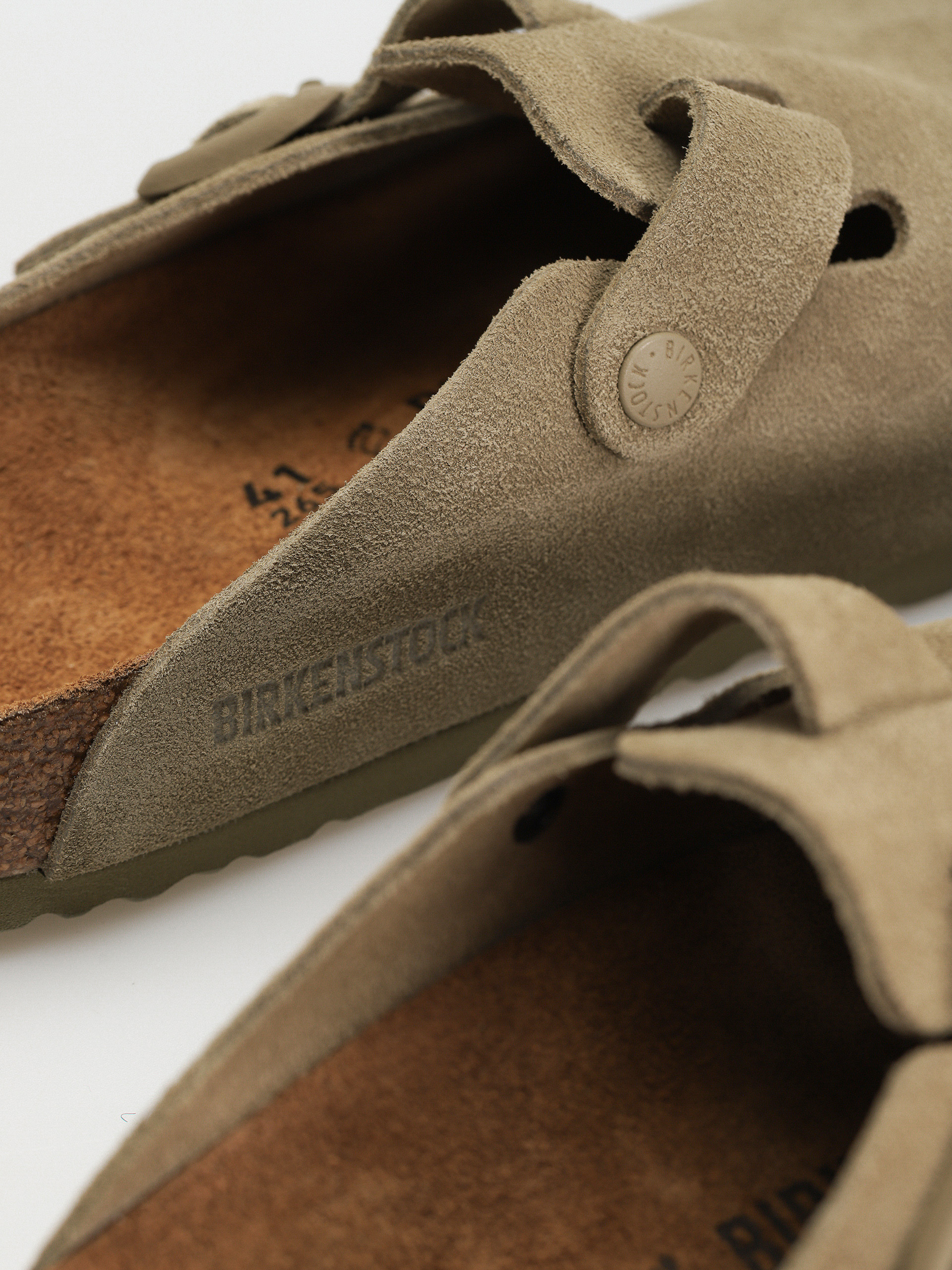 Șlapi Birkenstock Boston Suede Leather Regular (faded khaki)
