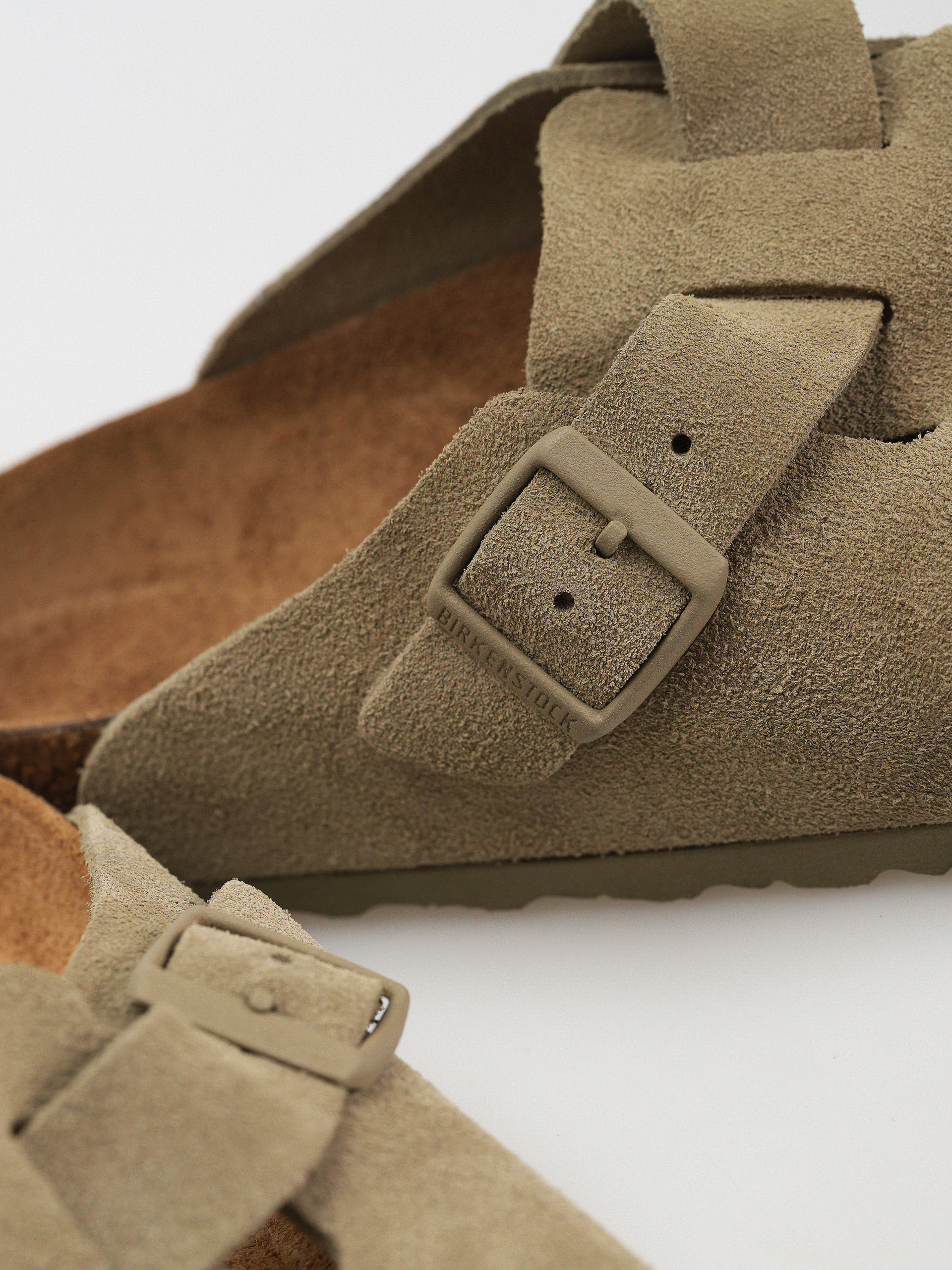 Șlapi Birkenstock Boston Suede Leather Regular (faded khaki)