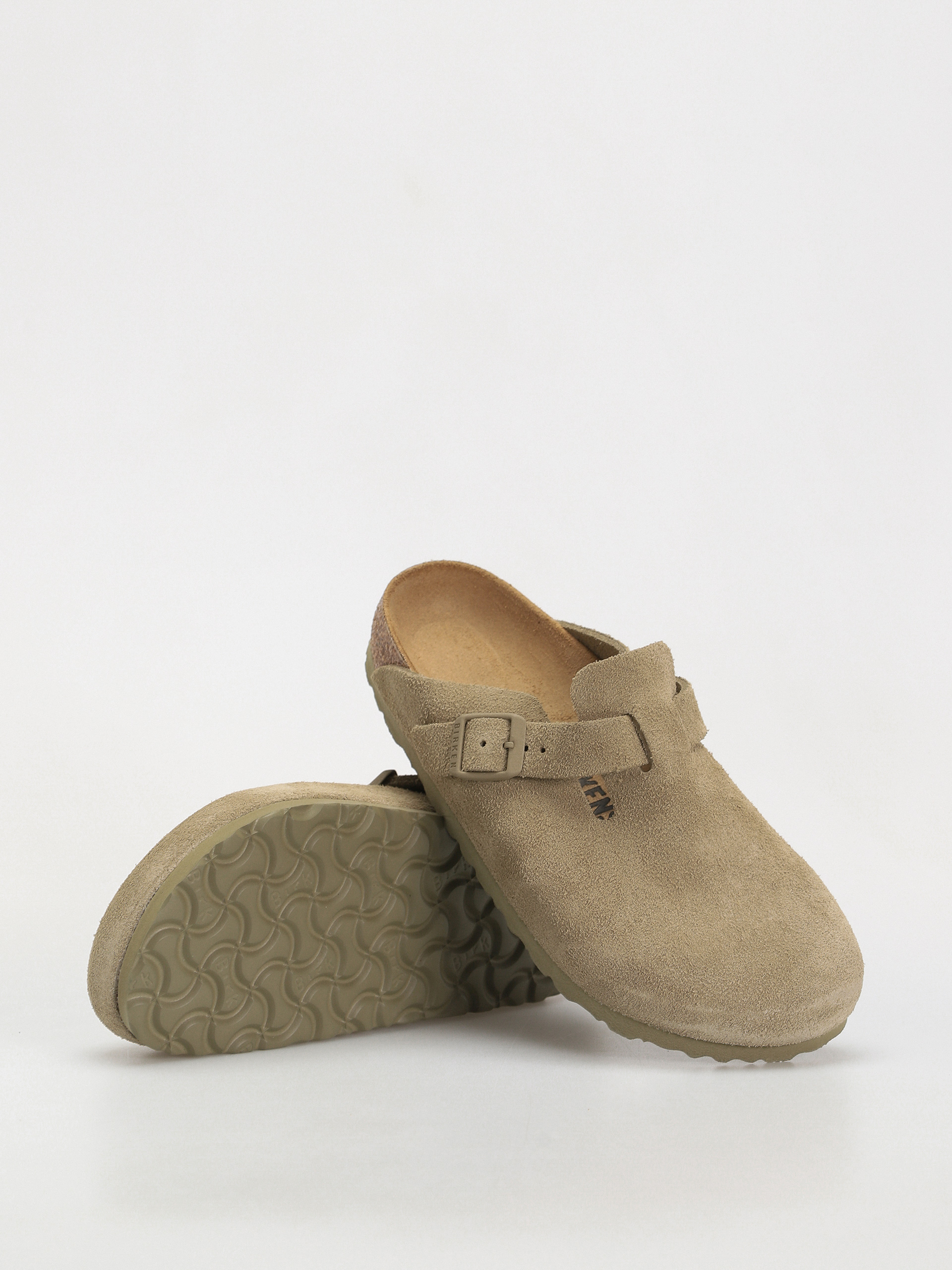 Șlapi Birkenstock Boston Suede Leather Narrow Wmn (faded khaki)