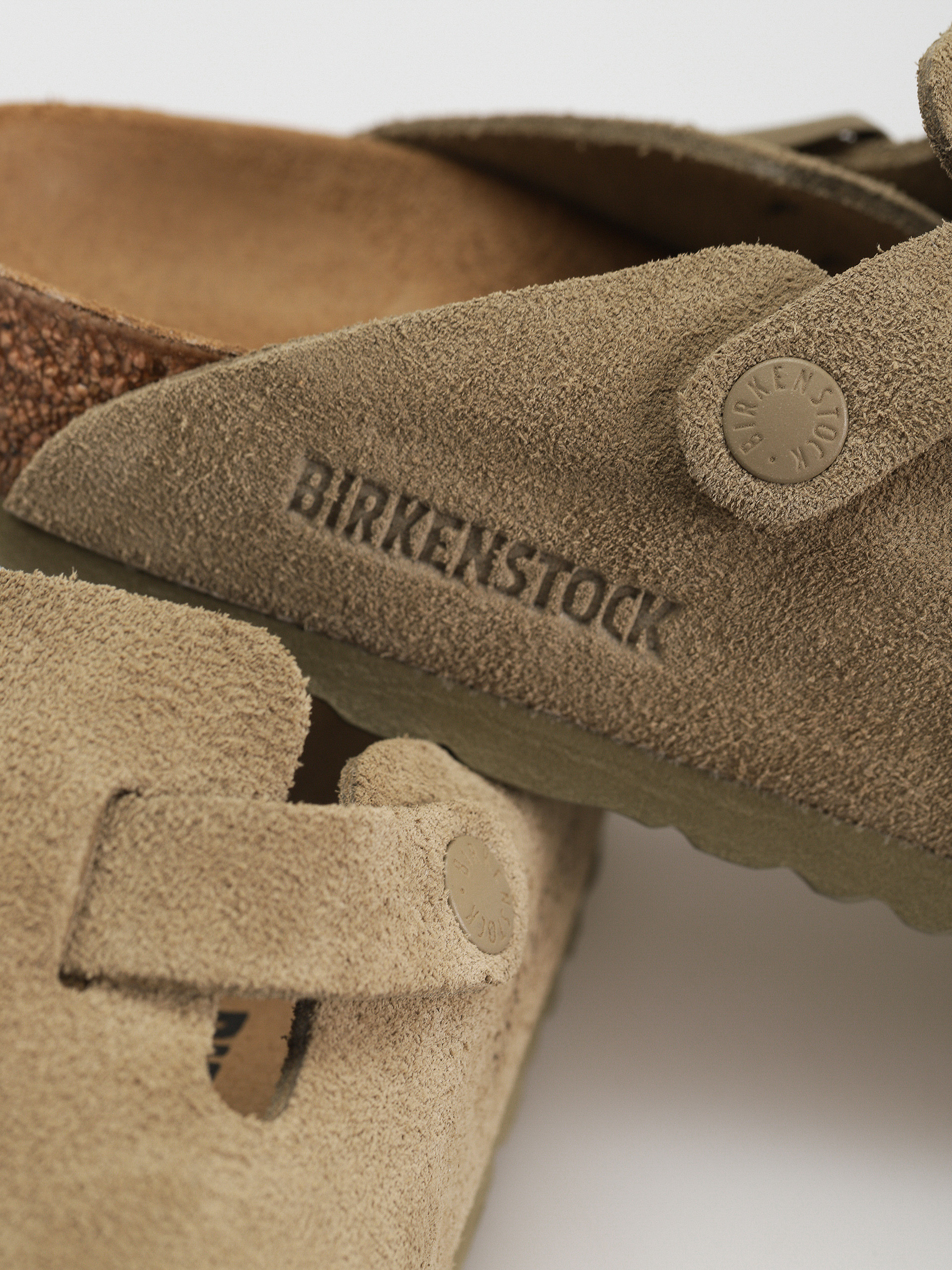 Șlapi Birkenstock Boston Suede Leather Narrow Wmn (faded khaki)