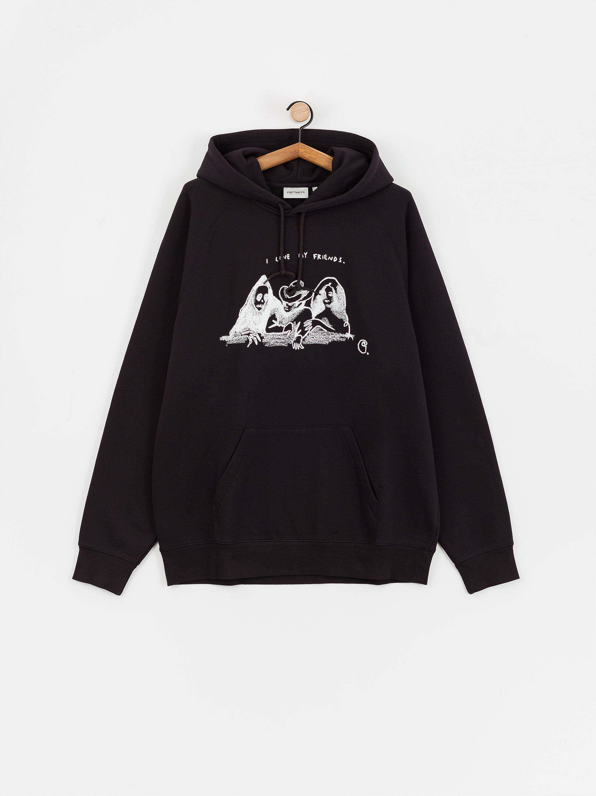 Hanorac cu glugă Carhartt WIP Pepe Friends HD (black/white)