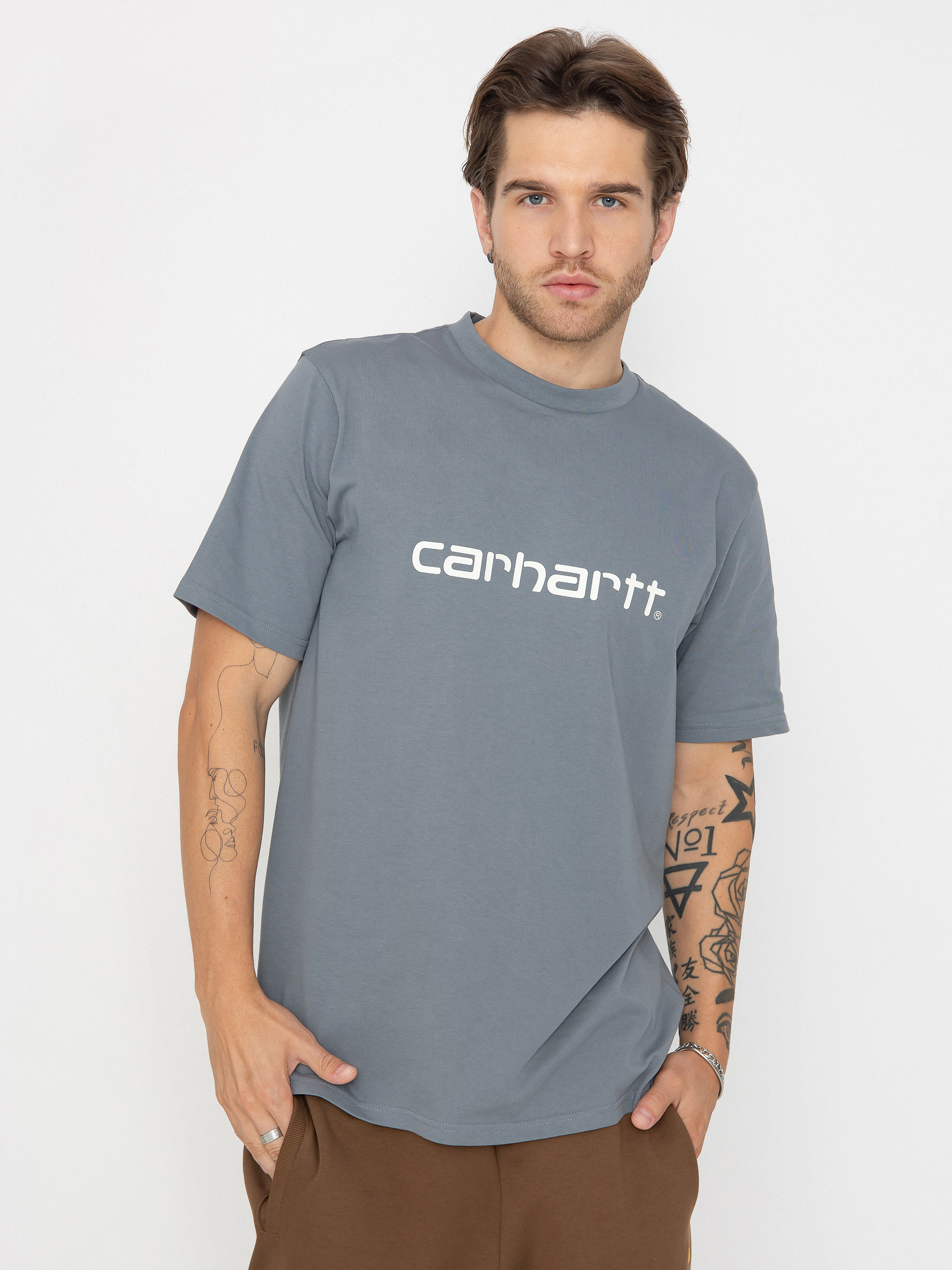 Tricou Carhartt WIP Script (dove grey/wax)