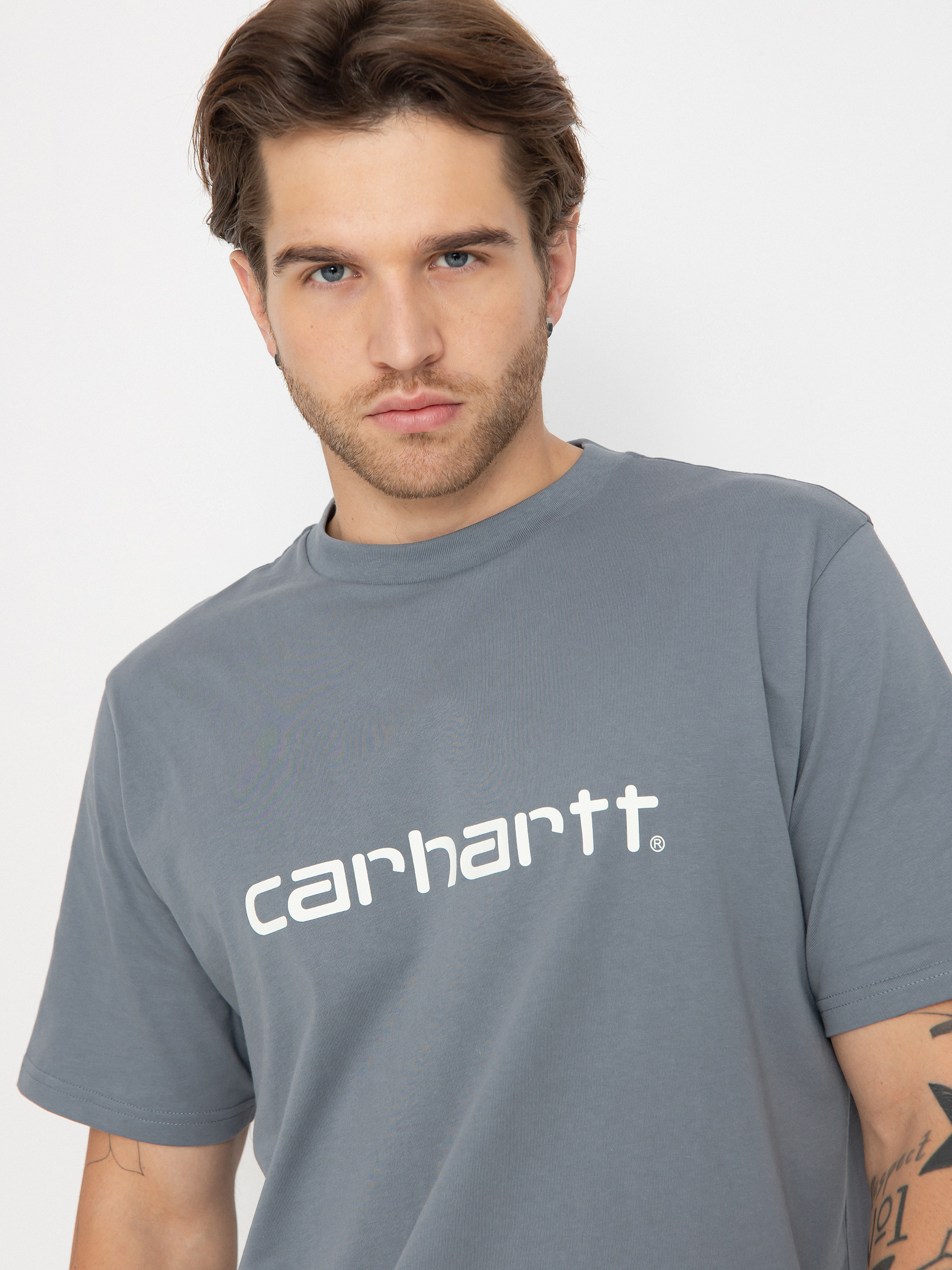 Tricou Carhartt WIP Script (dove grey/wax)