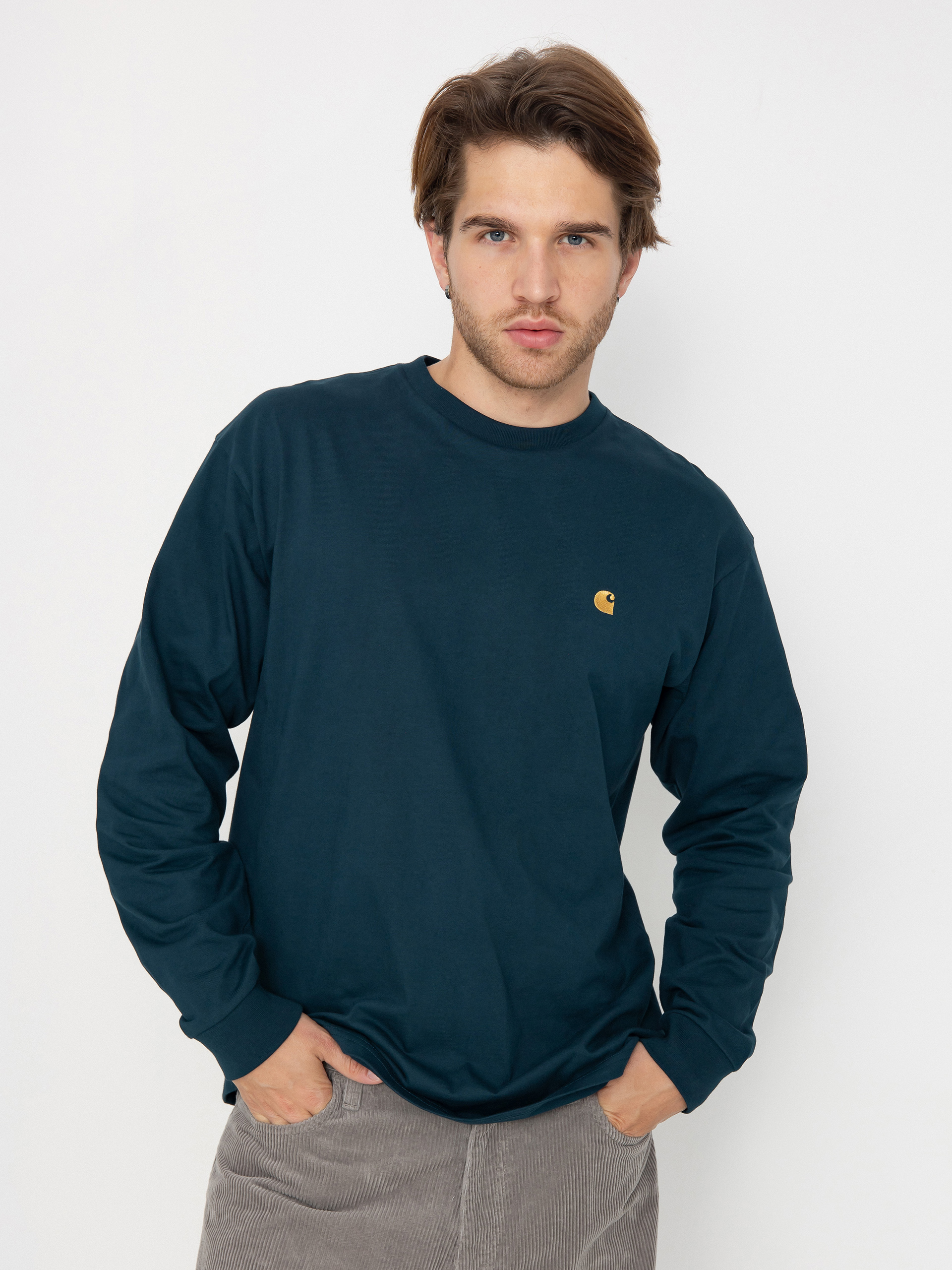 Longsleeve Carhartt WIP Chase (duck blue/gold)