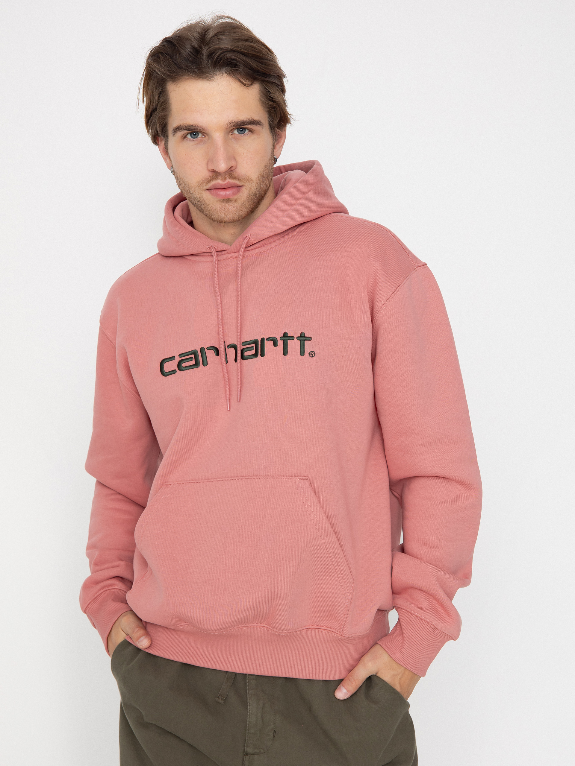 Hanorac cu glugă Carhartt WIP Carhartt HD (dusty rose/sycamore tree)