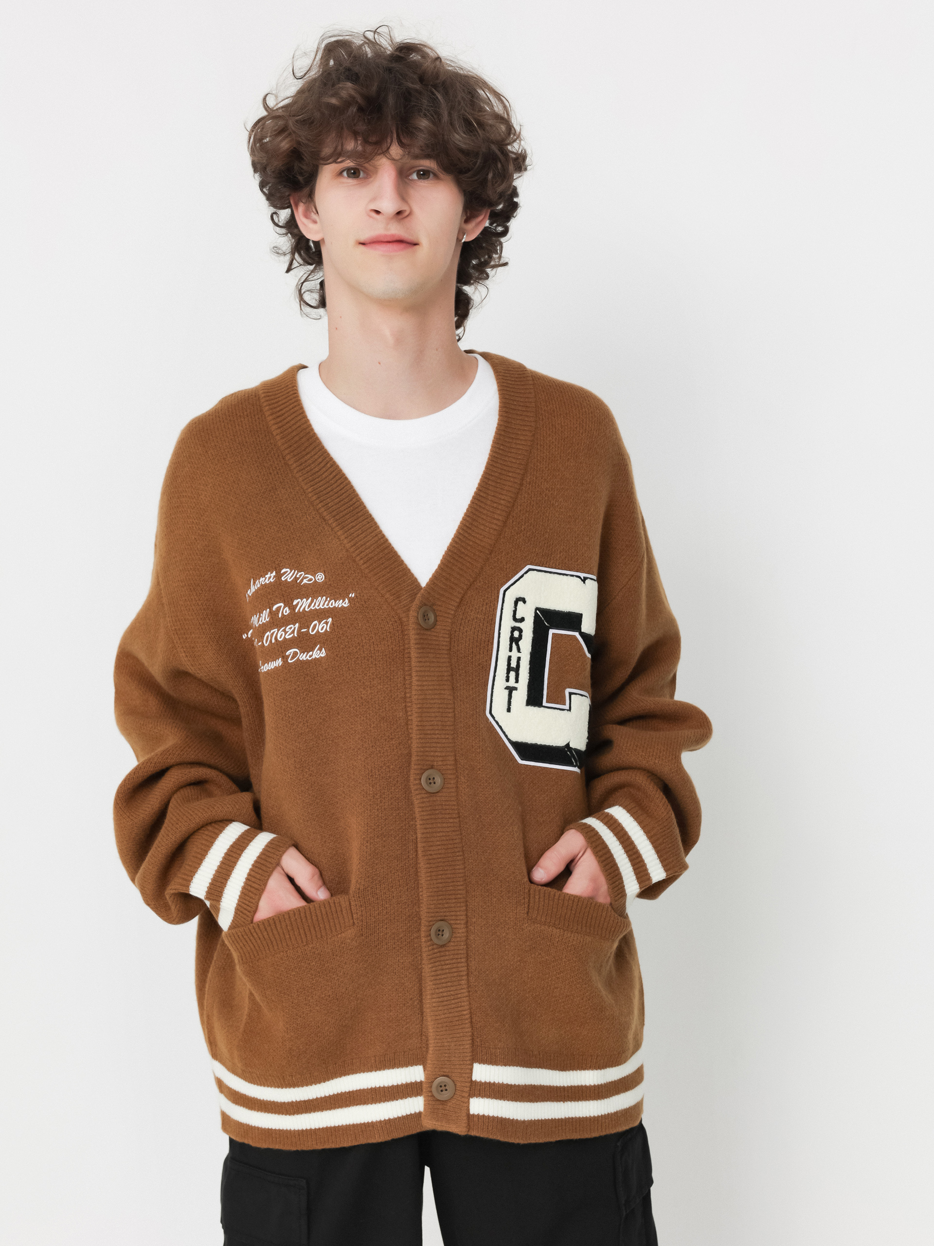Pulover Carhartt WIP Brown Ducks Cardigan (hamilton brown/wax)