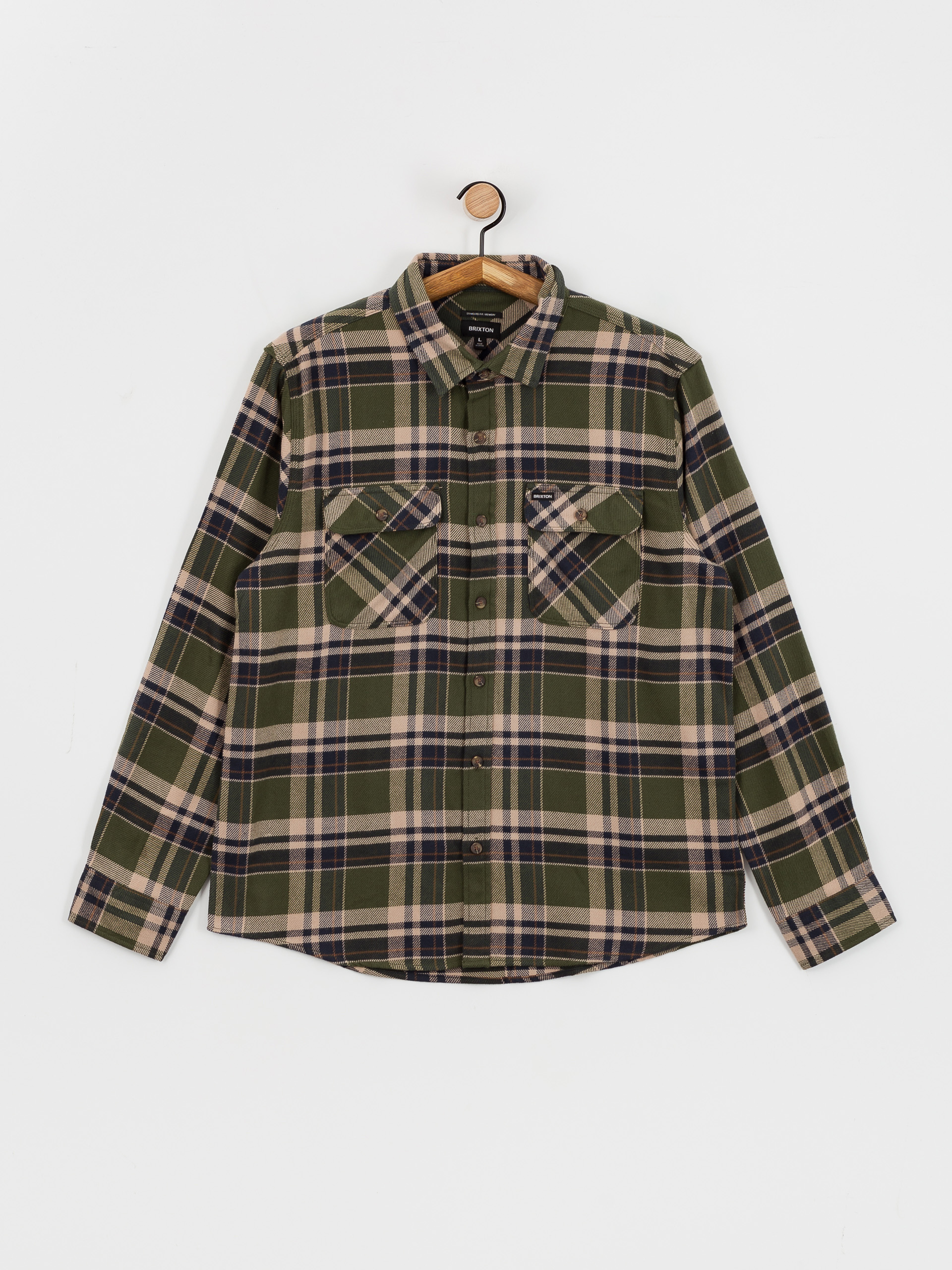 Cămașă Brixton Bowery Flannel Ls (cypress green/washed navy/whit)