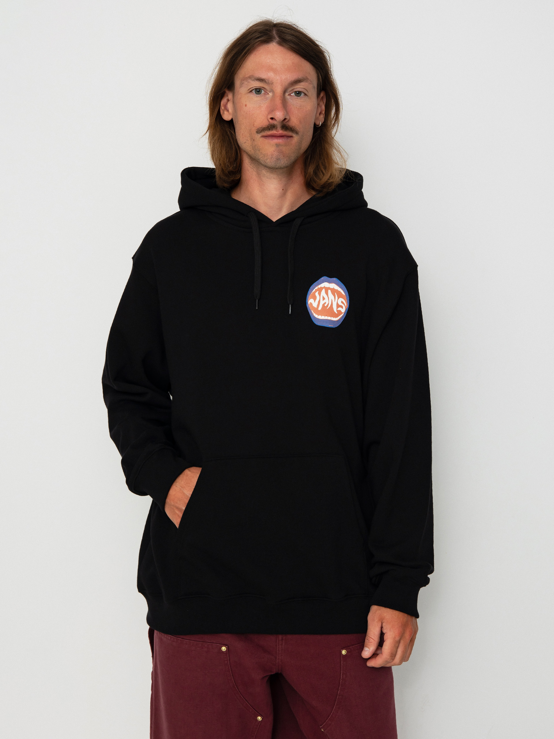 Hanorac cu glugă Vans OG Open Mouth Loose HD (black)