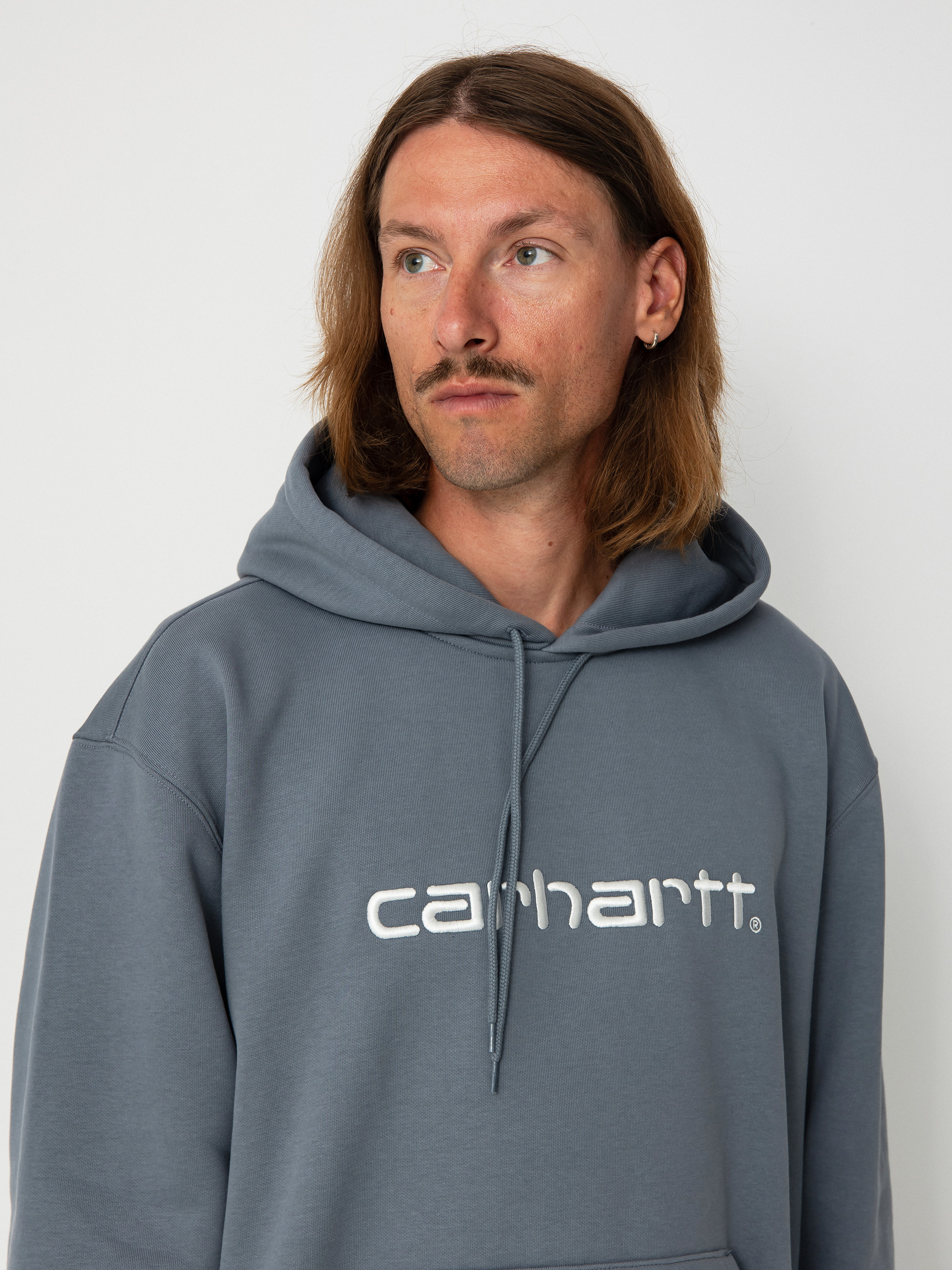 Hanorac cu glugă Carhartt WIP Carhartt HD (dove grey/wax)