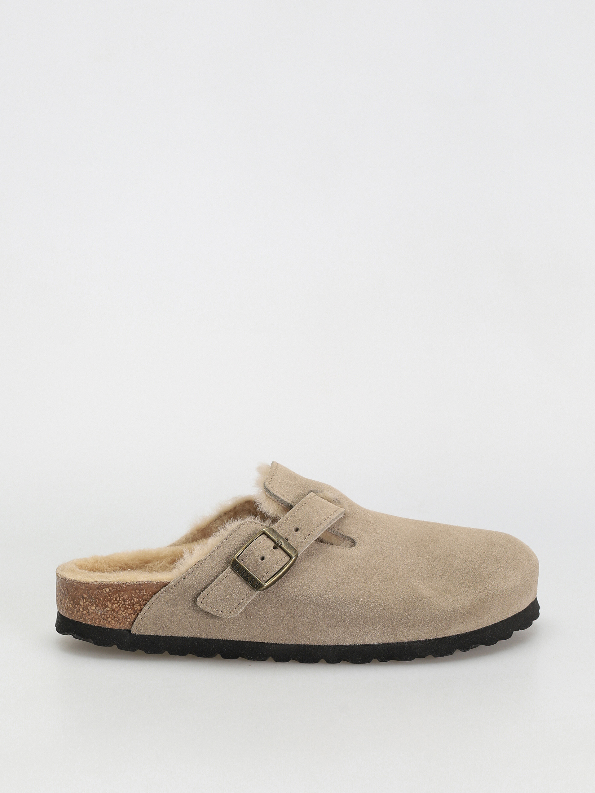 Șlapi Birkenstock Boston Shearling Suede Leather Fur Narrow Wmn