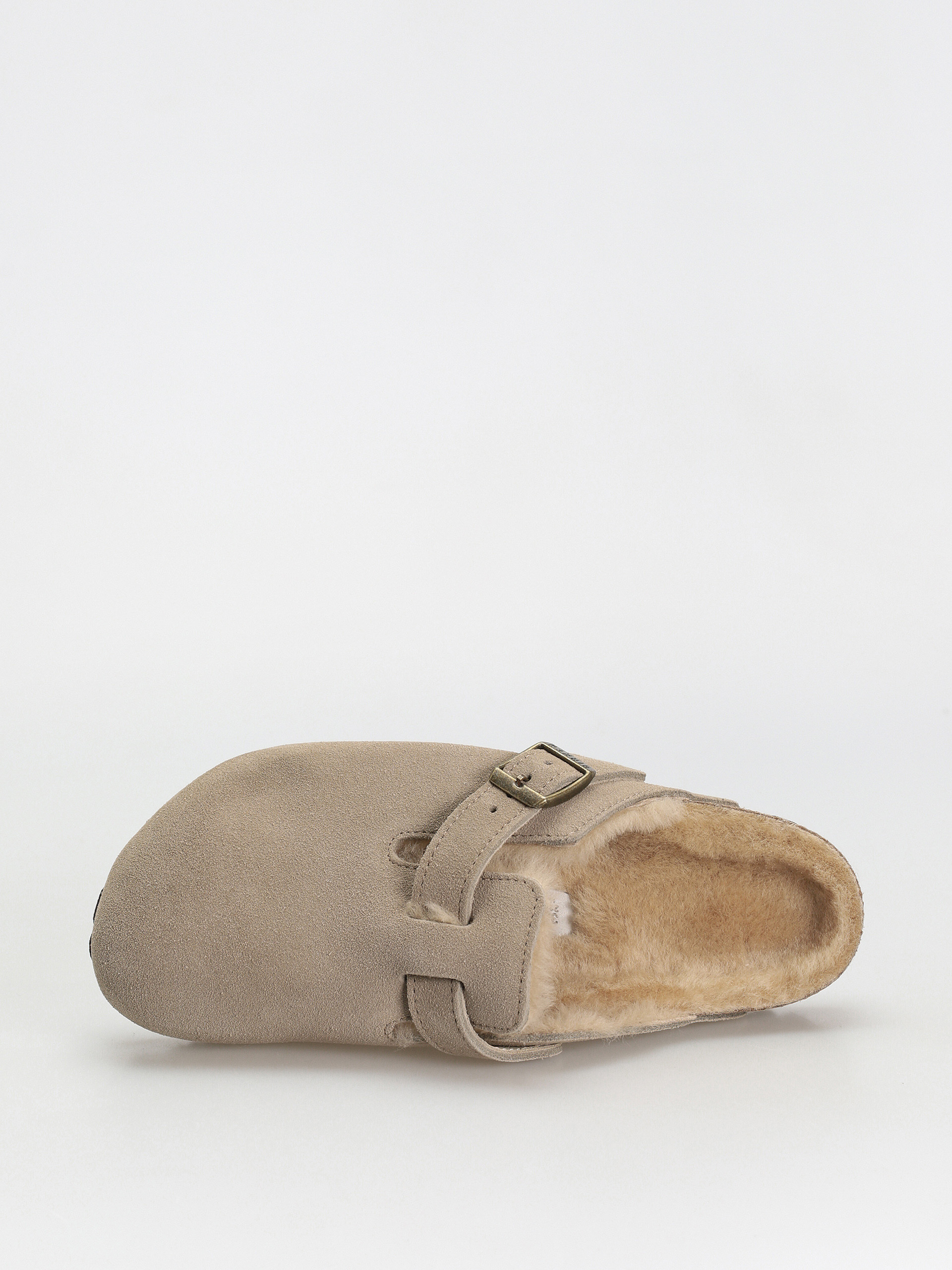 Șlapi Birkenstock Boston Shearling Suede Leather Fur Narrow Wmn (taupe)
