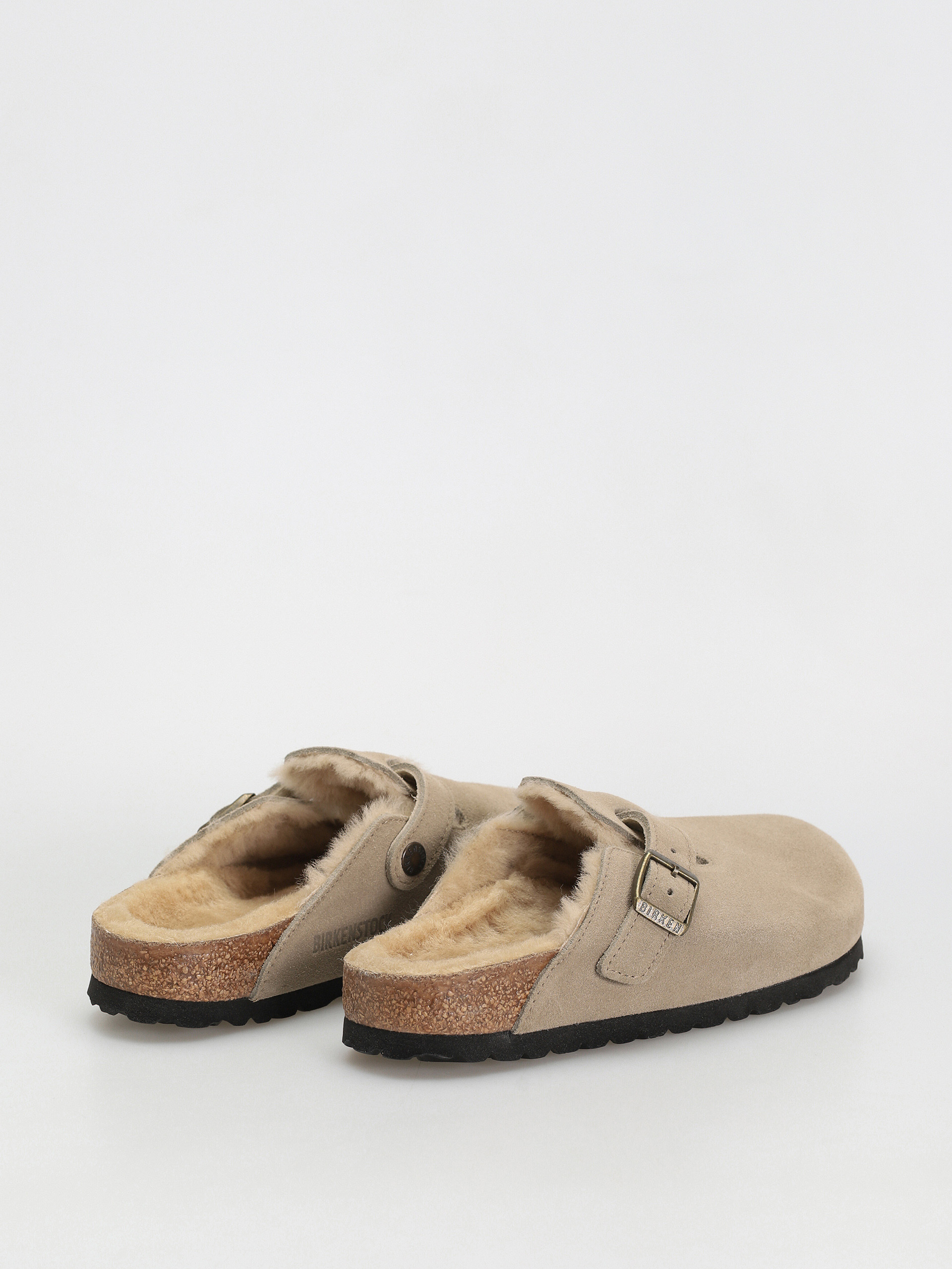 Șlapi Birkenstock Boston Shearling Suede Leather Fur Narrow Wmn