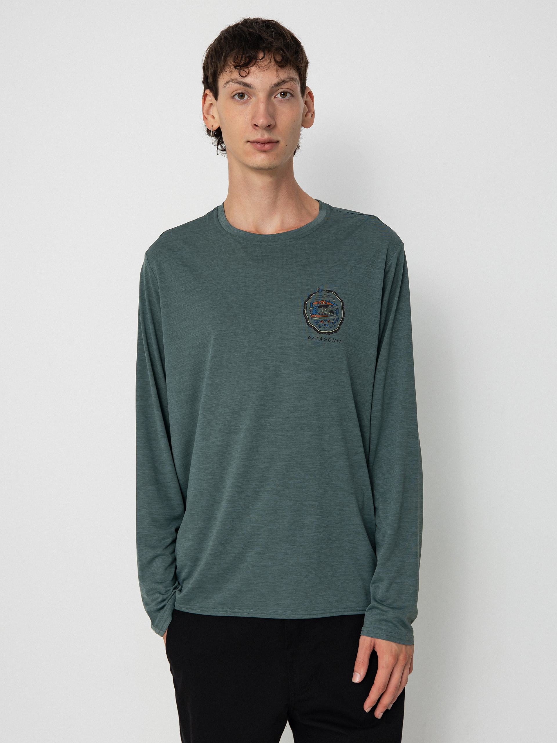 Longsleeve Patagonia Cap Cool Daily Graphic Lands (commontrail nouveau green x dye)