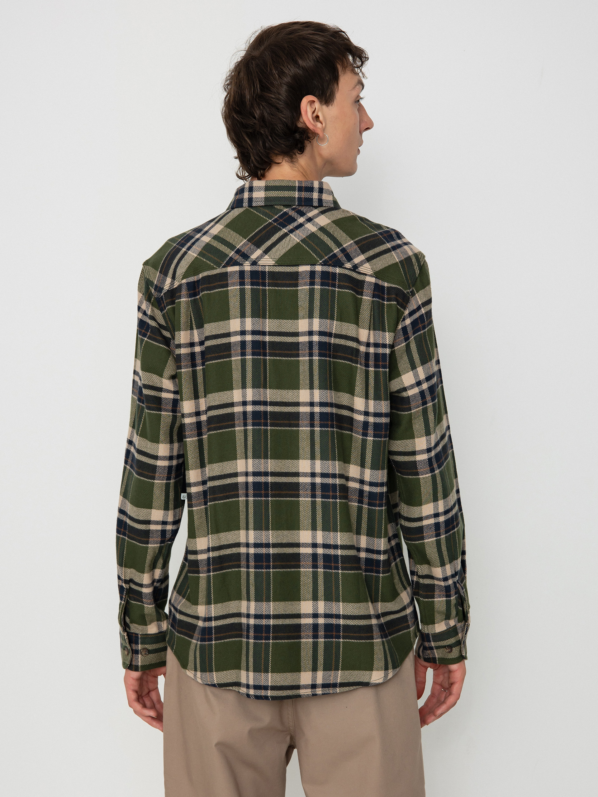 Cămașă Brixton Bowery Flannel Ls (cypress green/washed navy/whit)