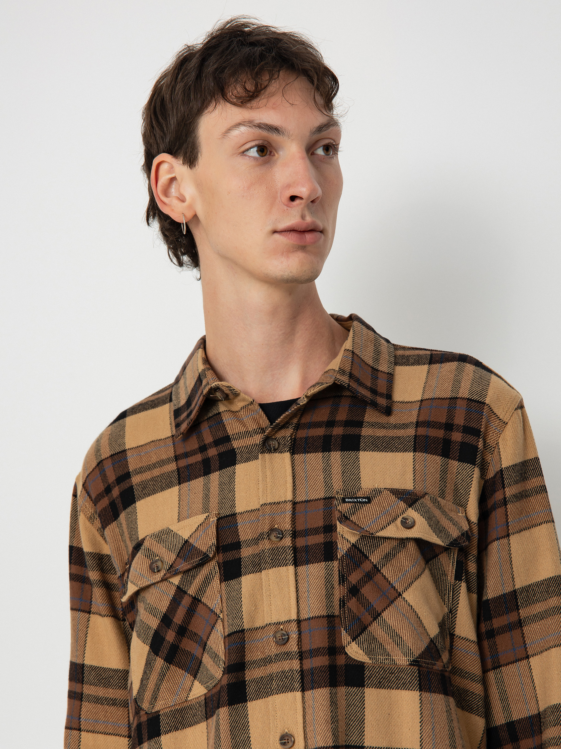 Cămașă Brixton Bowery Flannel Ls (tiger's eye/pinecone brown/was)
