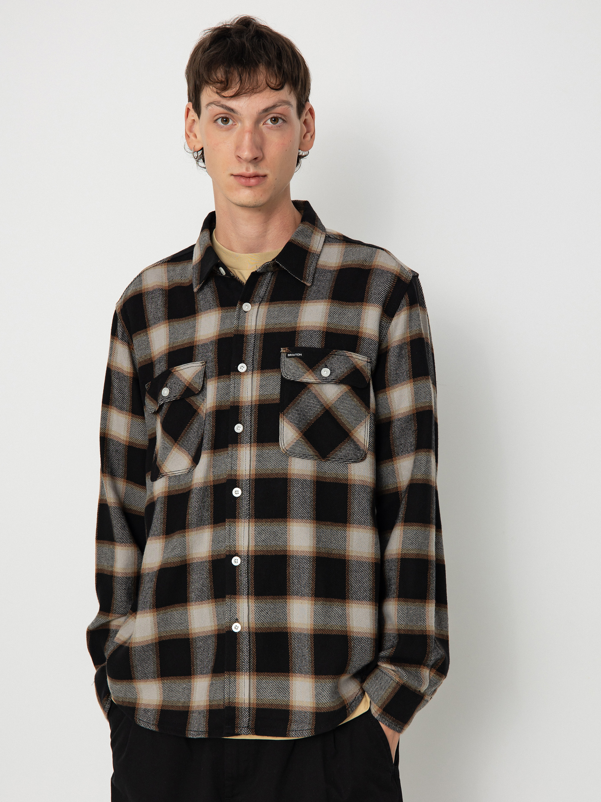 Cămașă Brixton 20Th Anniv Bowery Flannel (black/cream)