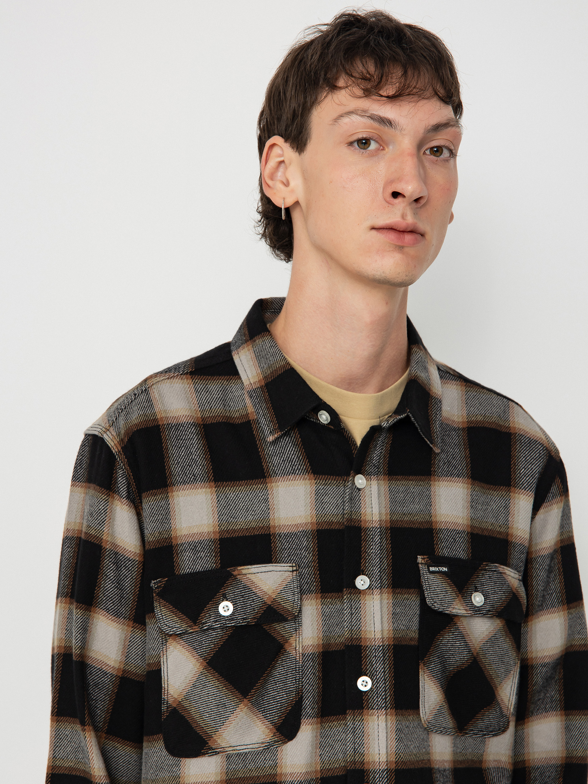 Cămașă Brixton 20Th Anniv Bowery Flannel (black/cream)