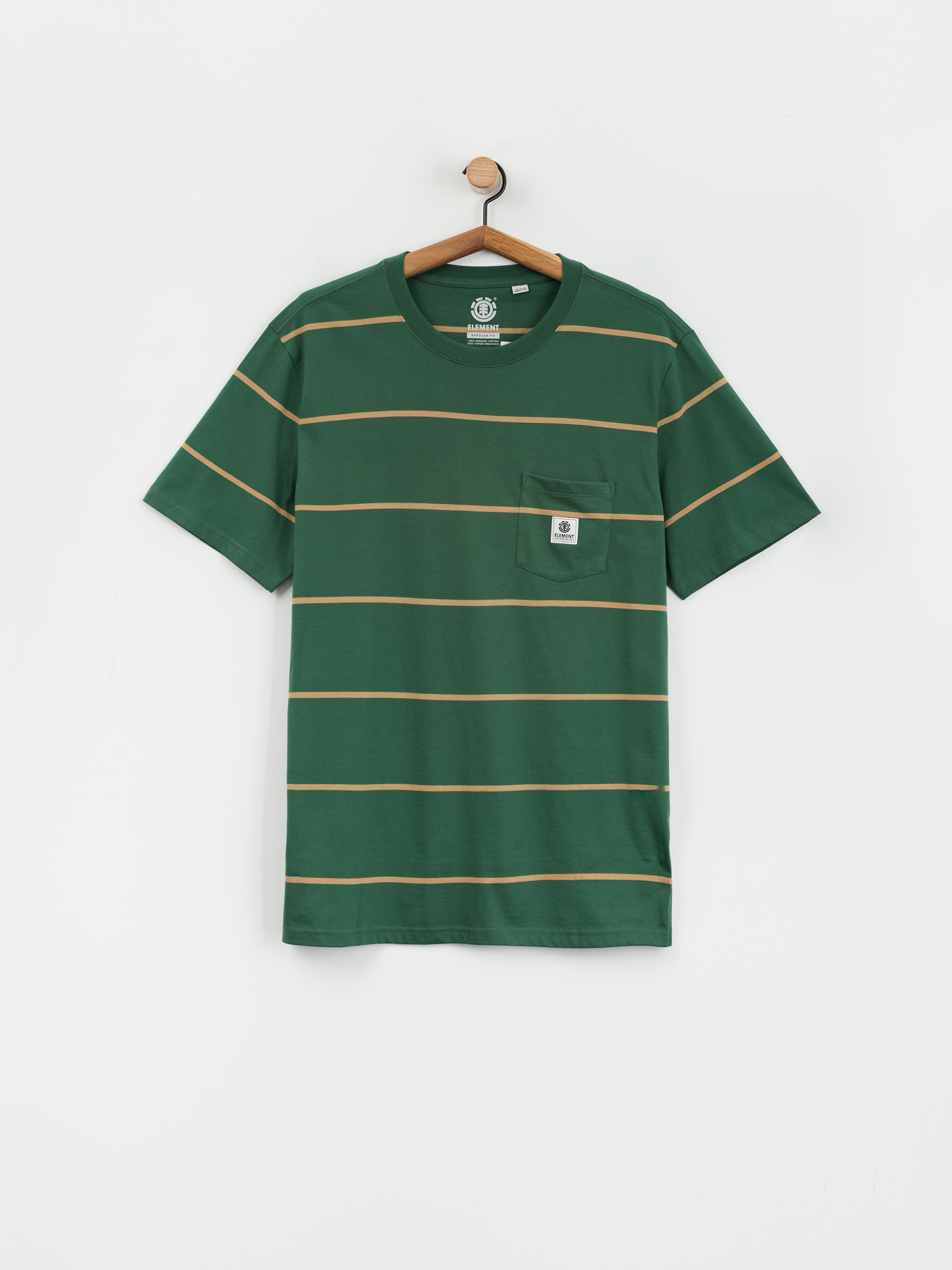 Tricou Element Basic Pocket Label (trekking green stripes)