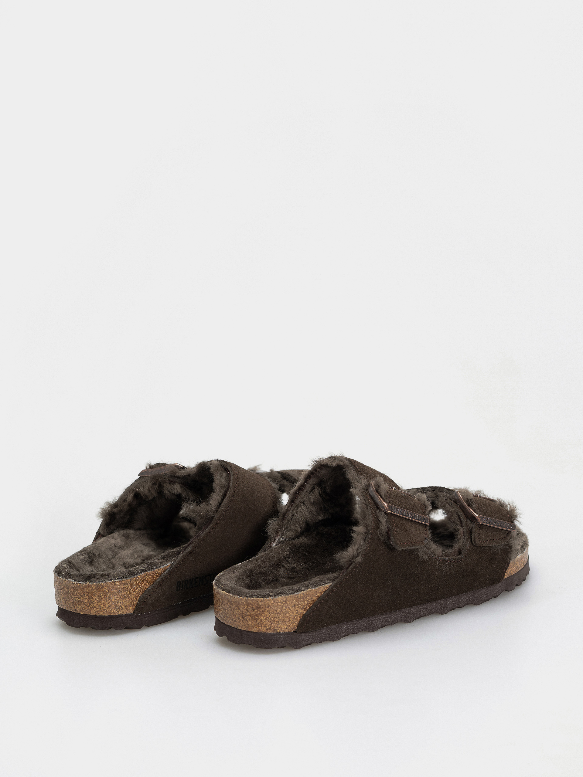 Șlapi Birkenstock Arizona Shearling Suede Leather Fur Narrow Wmn (mocha)
