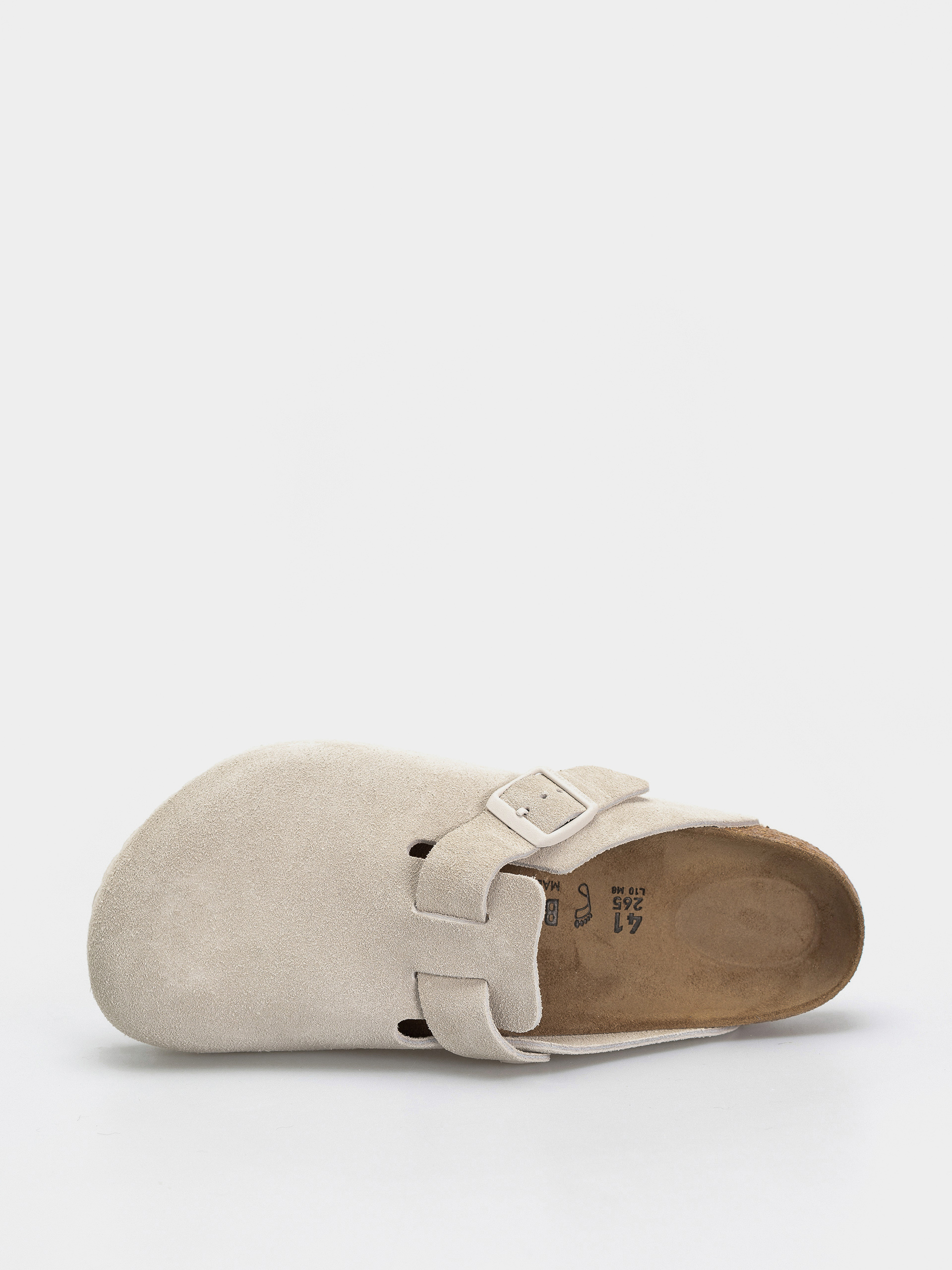 Șlapi Birkenstock Boston Suede Leather Regular (antique white)