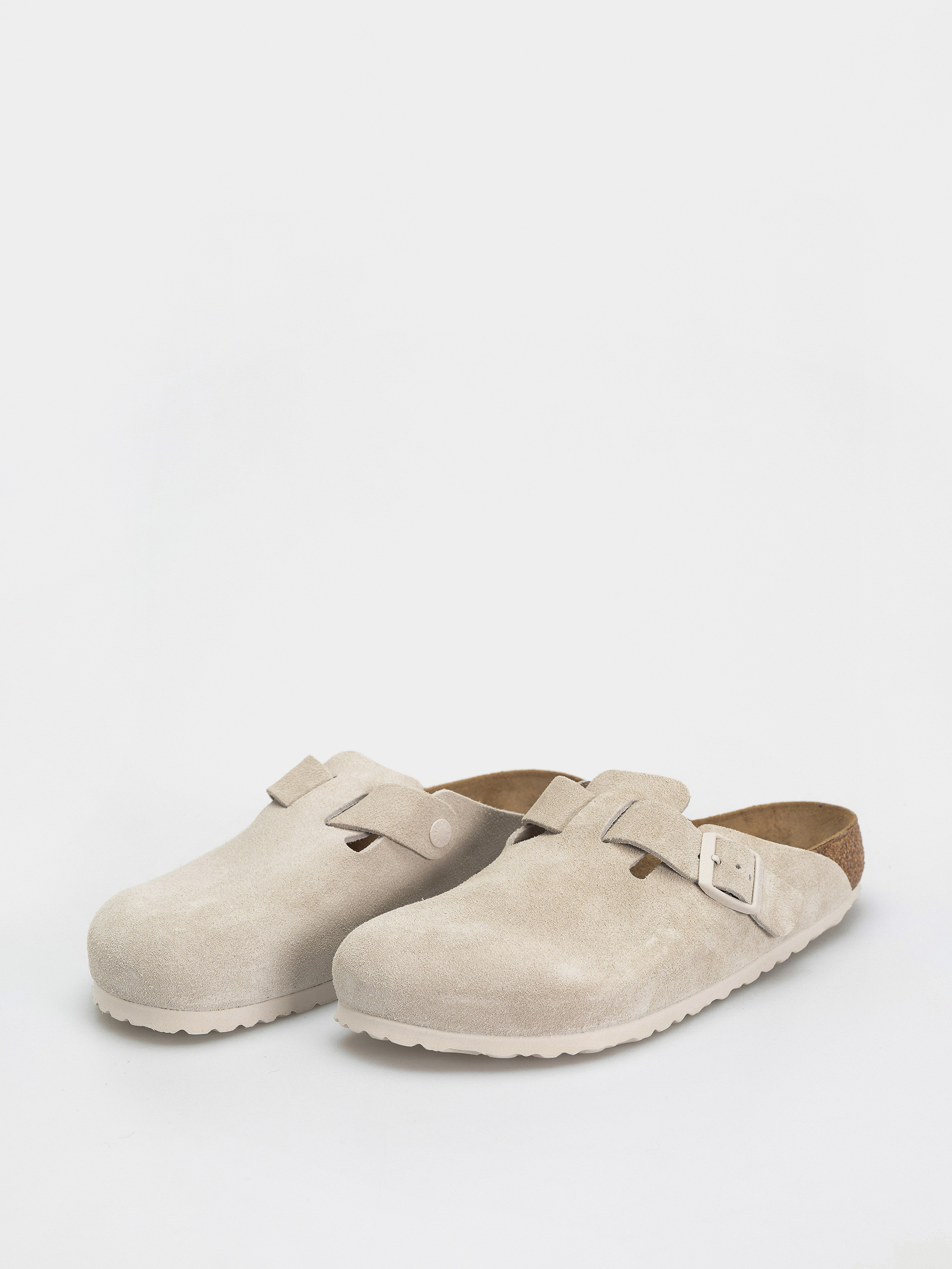 Șlapi Birkenstock Boston Suede Leather Regular (antique white)
