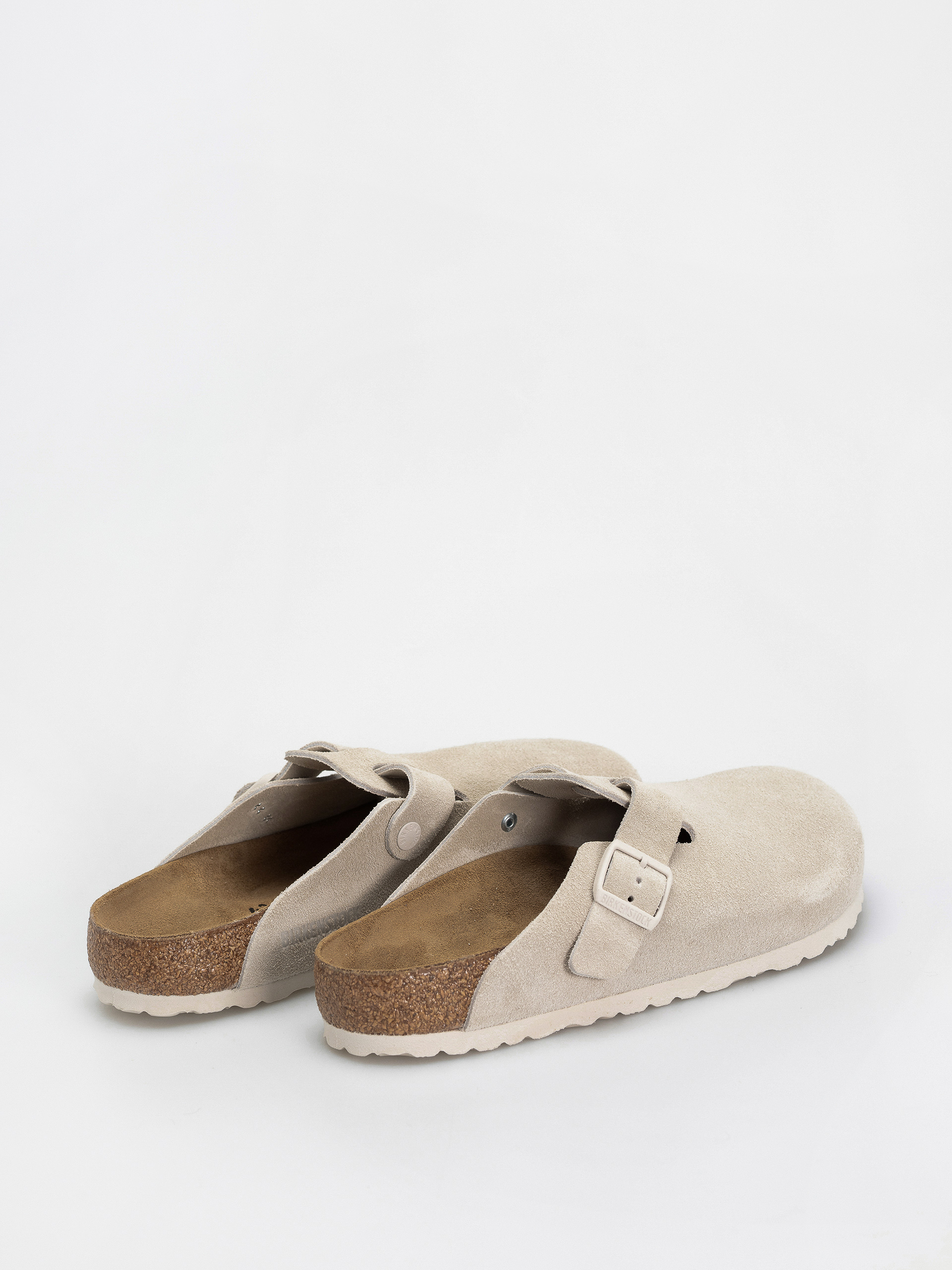 Șlapi Birkenstock Boston Suede Leather Regular (antique white)