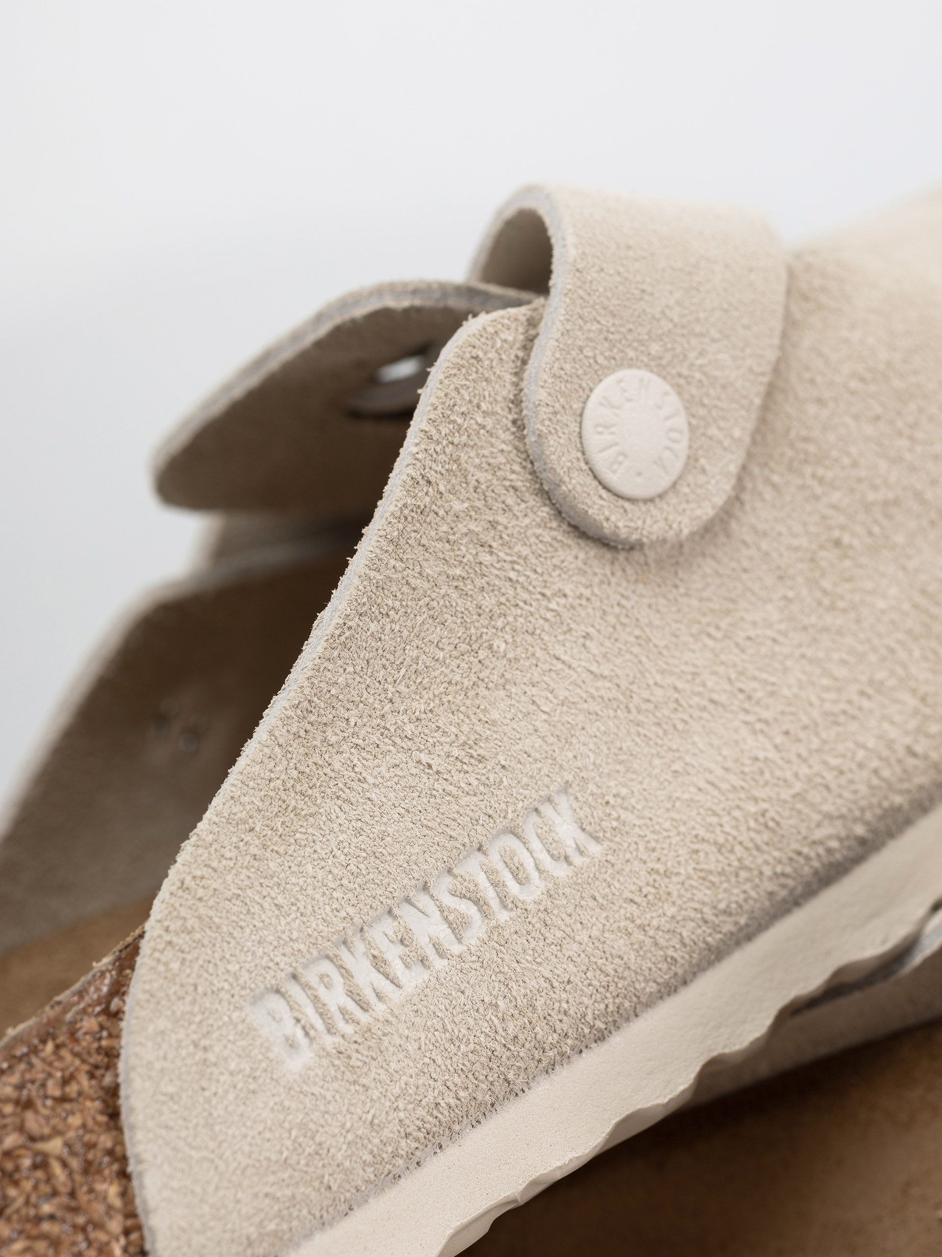 Șlapi Birkenstock Boston Suede Leather Regular (antique white)