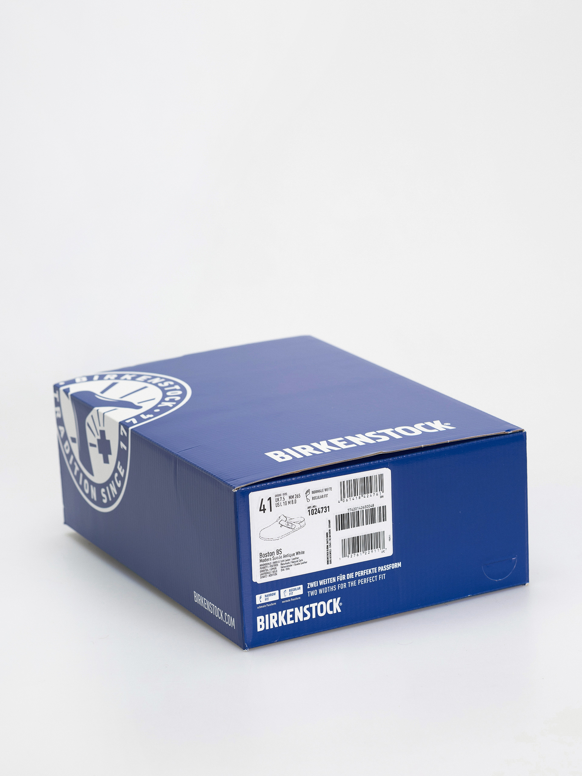 Șlapi Birkenstock Boston Suede Leather Regular (antique white)