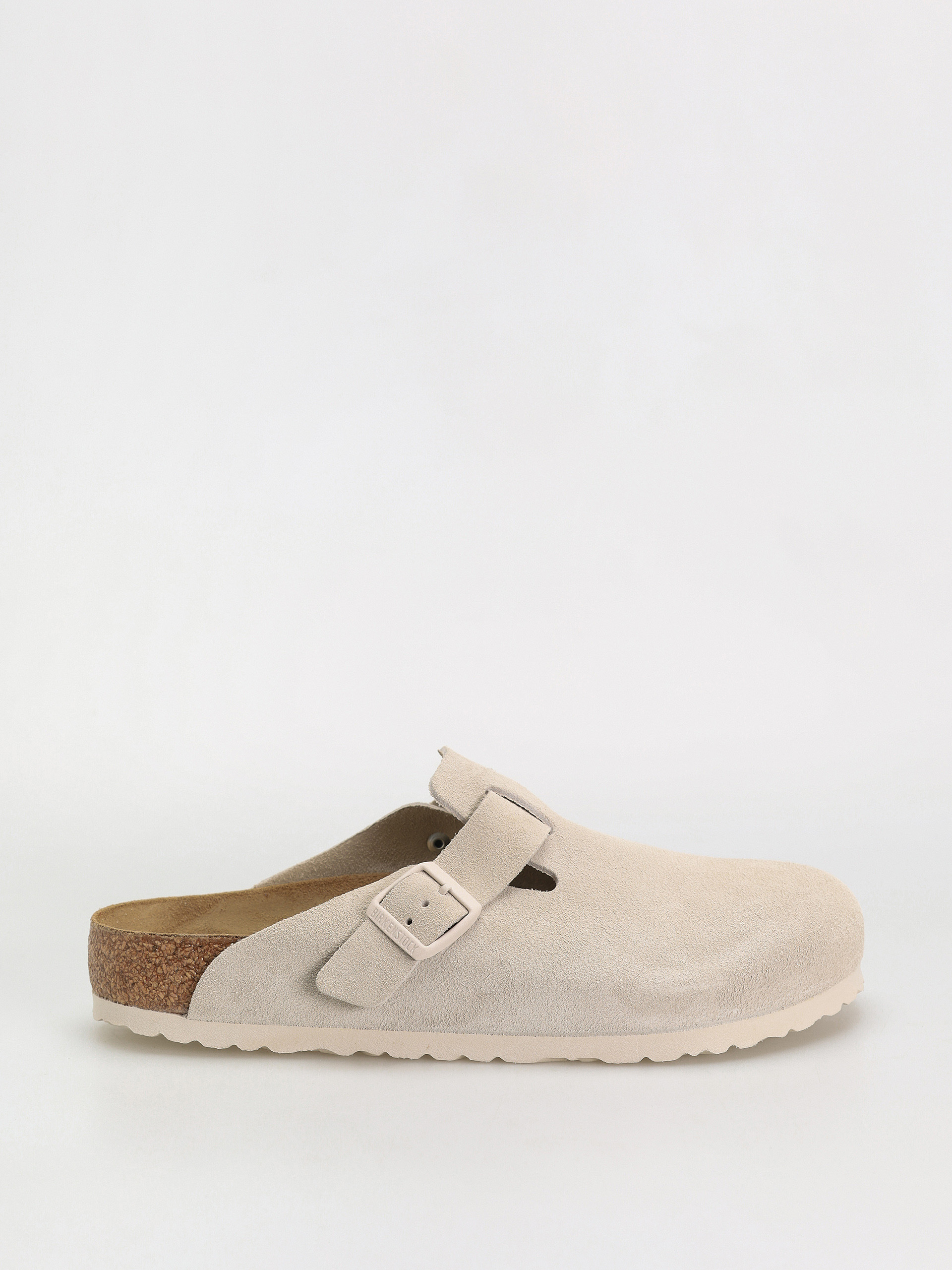 Șlapi Birkenstock Boston Suede Leather Regular (antique white)