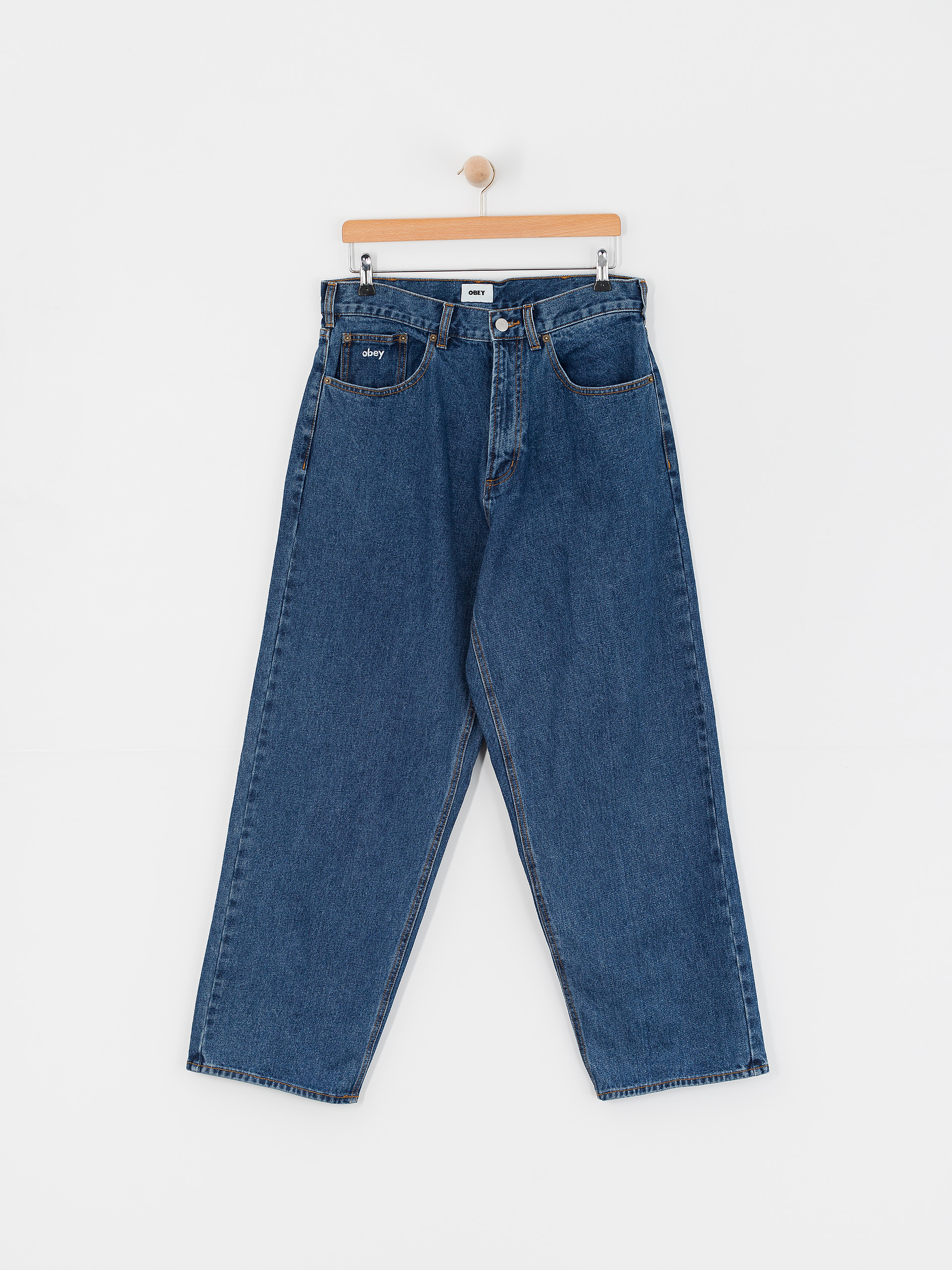 Pantaloni OBEY Bigwig Baggy Denim (stone wash indigo)