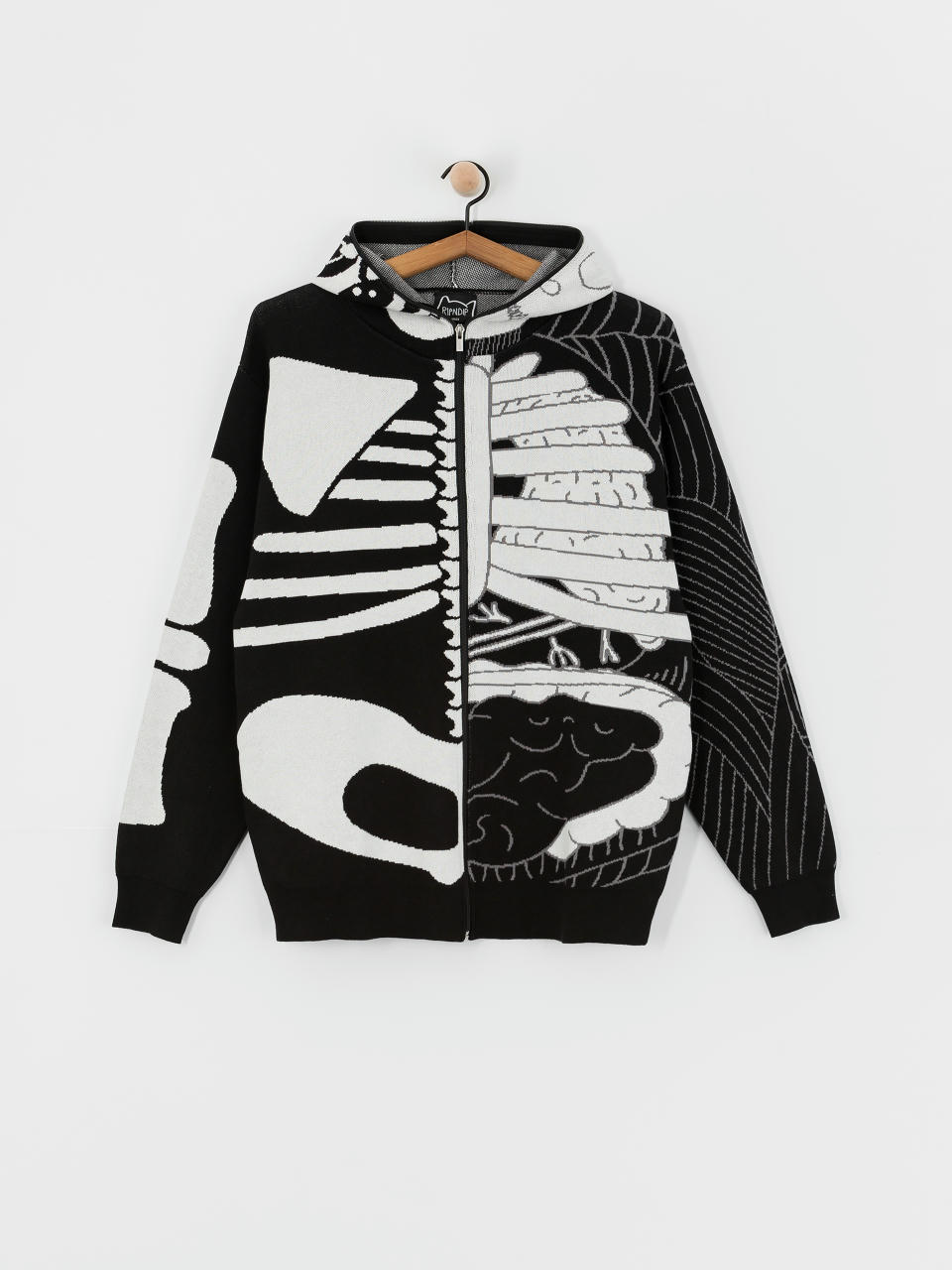 Hanorac cu glugă RipNDip Skelly Nerm Knit HD (black/white)