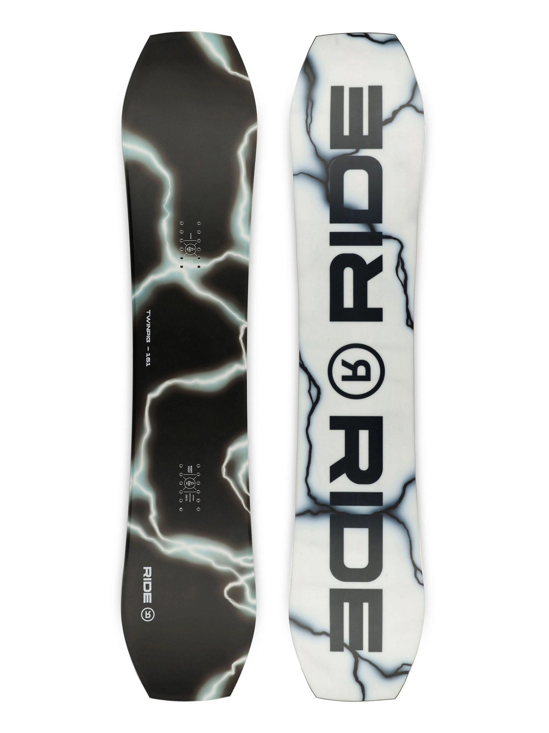 Snowboard Ride Twinpig - alb, negru, multicolor