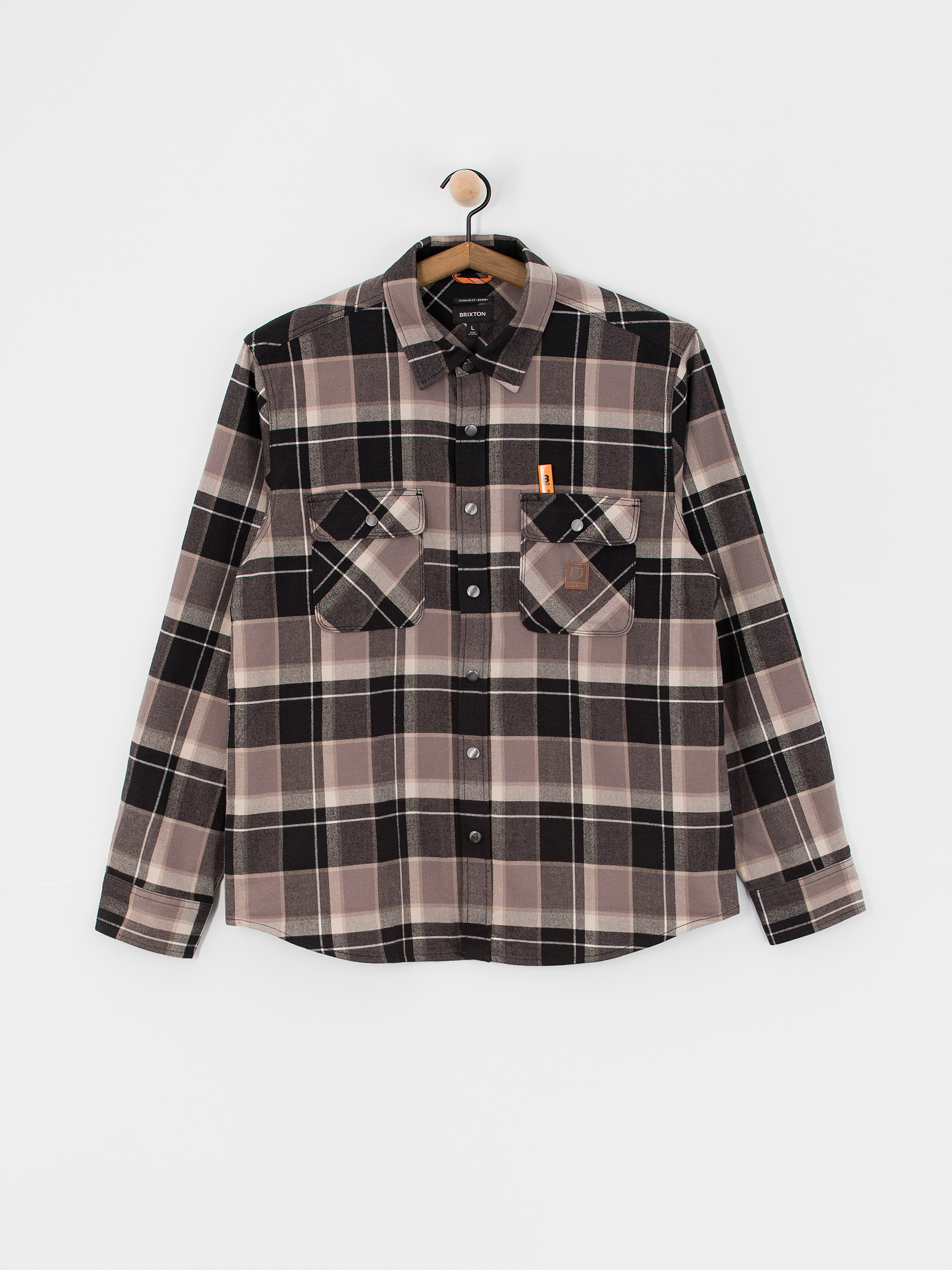 Cămașă Brixton Builders Bowery Str Wr Ls (black/charcoal/beige)