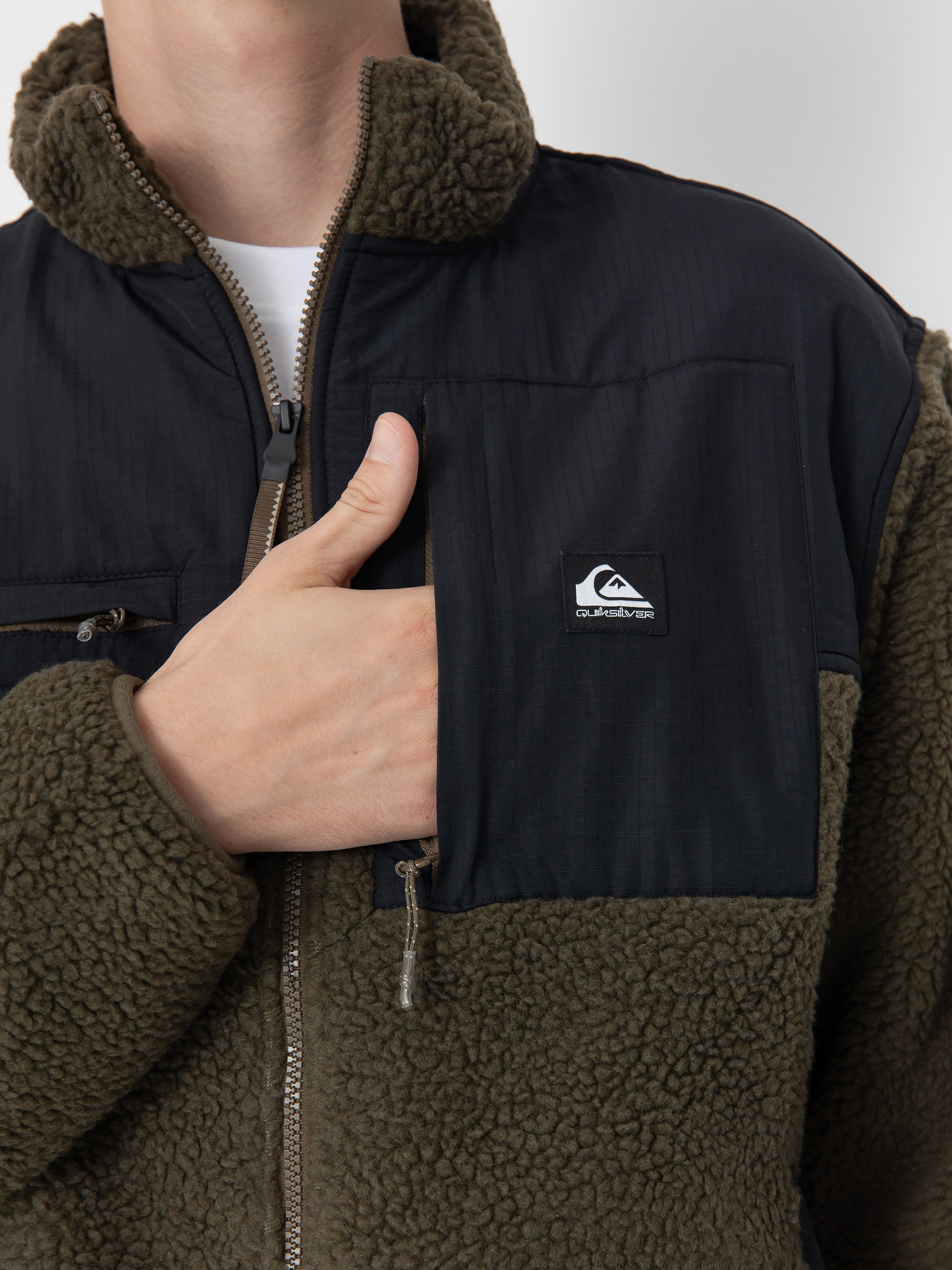 Pentru bărbați Hanorac din fleece Quiksilver Shallow Water FZ (canteen)