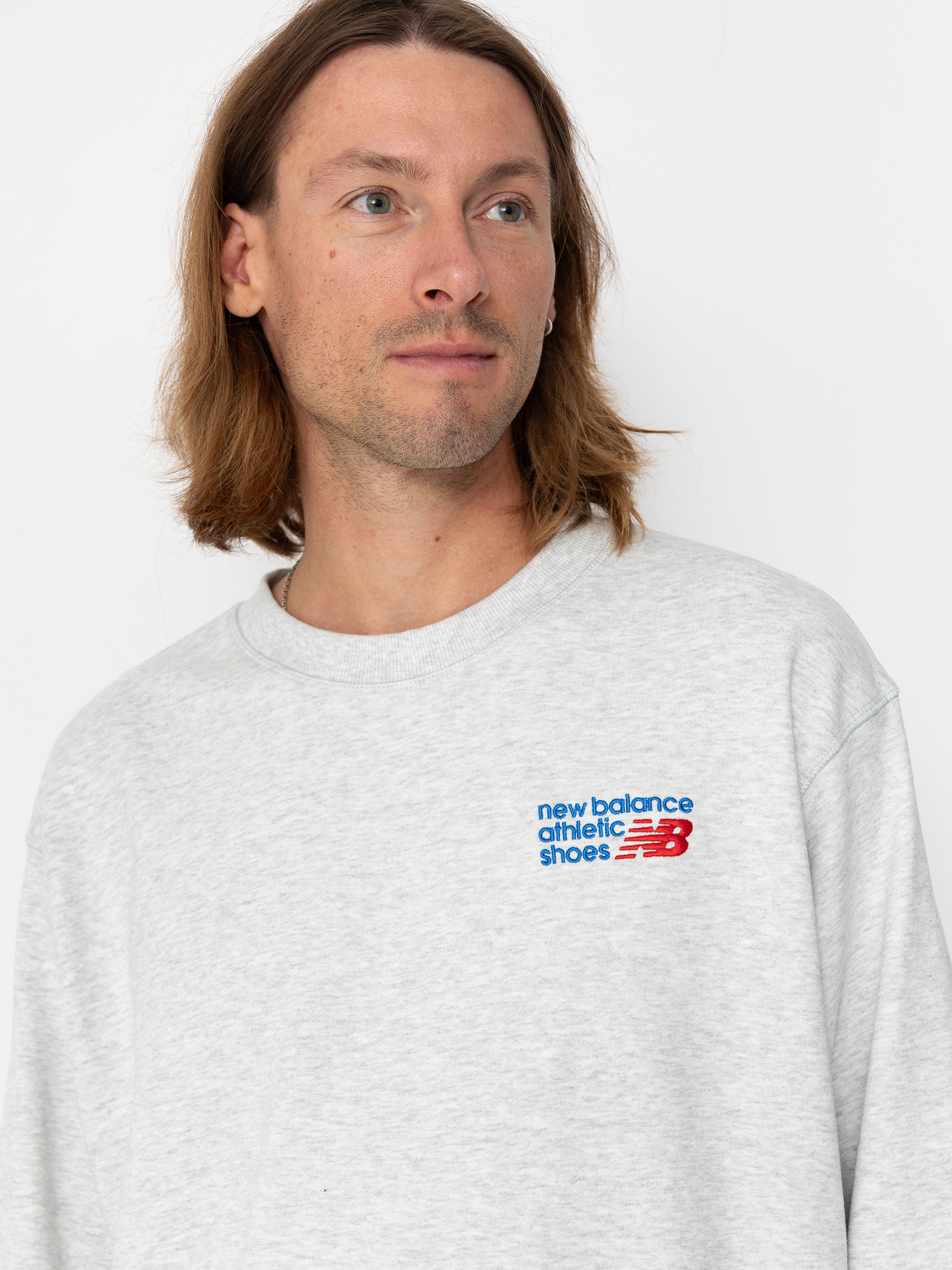 Hanorac New Balance Athletics Premium Logo Crew (ashheather)