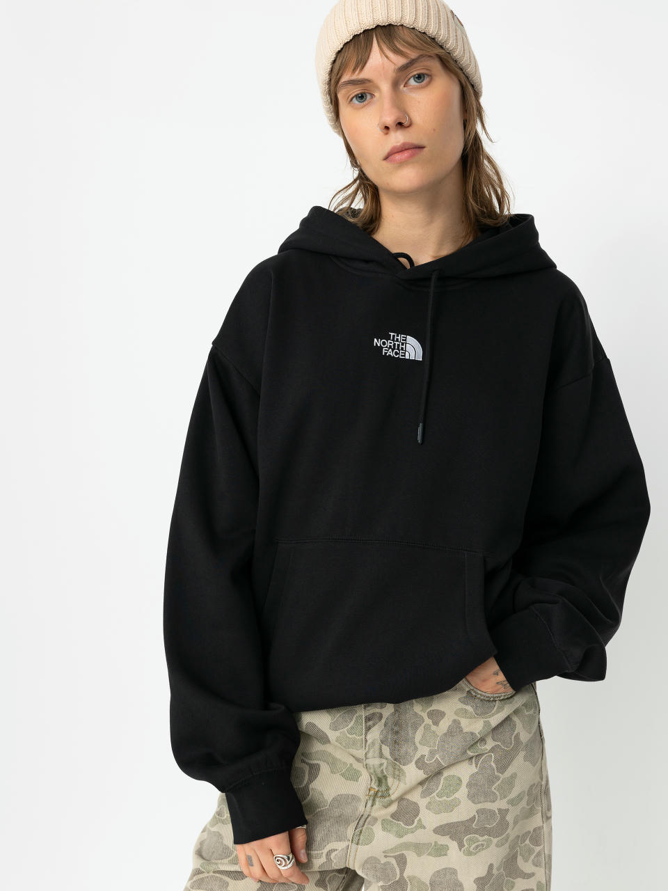 Hanorac cu glugă The North Face Essential Oversize HD Wmn (tnf black)