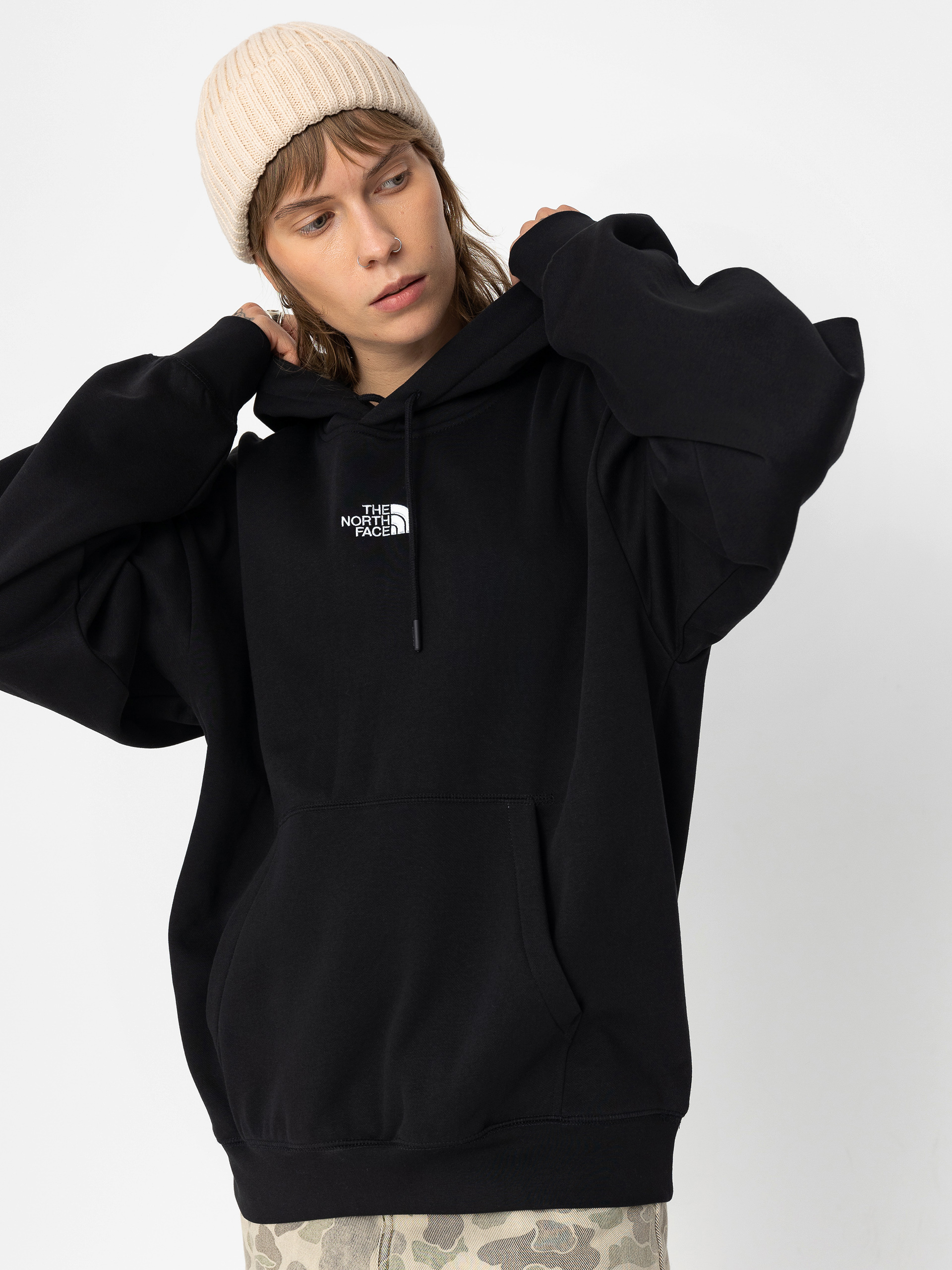 Hanorac cu glugă The North Face Essential Oversize HD Wmn (tnf black)