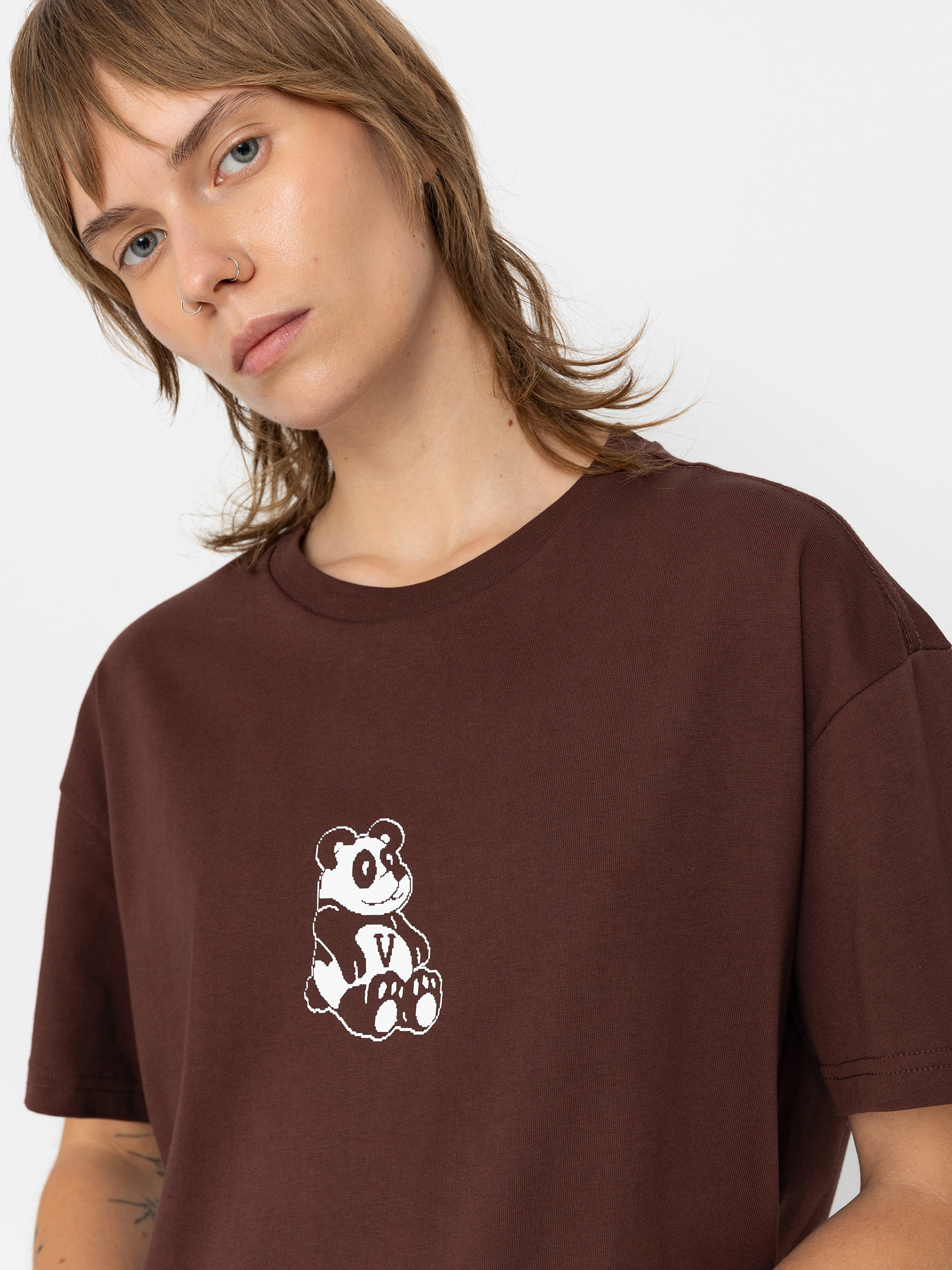 Tricou Vans V Panda Oversized Wmn (bitter chocolate)
