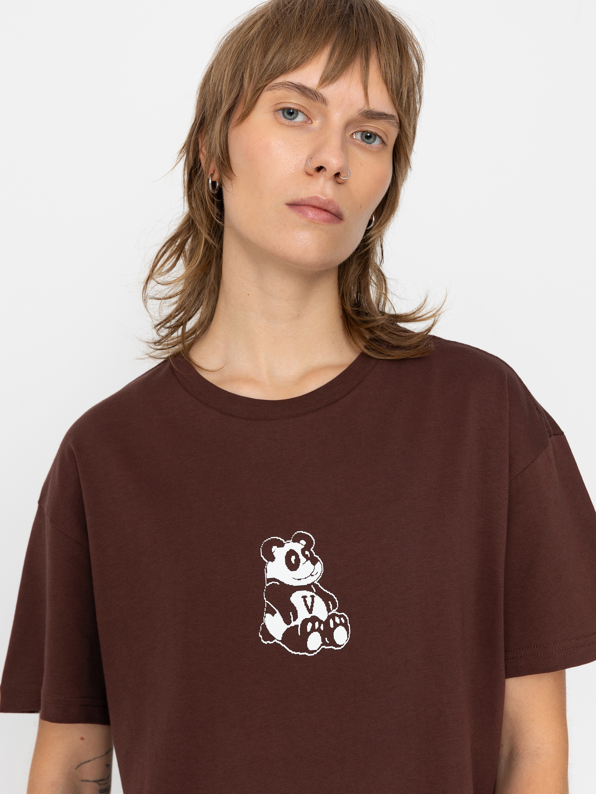 Tricou Vans V Panda Oversized Wmn (bitter chocolate)